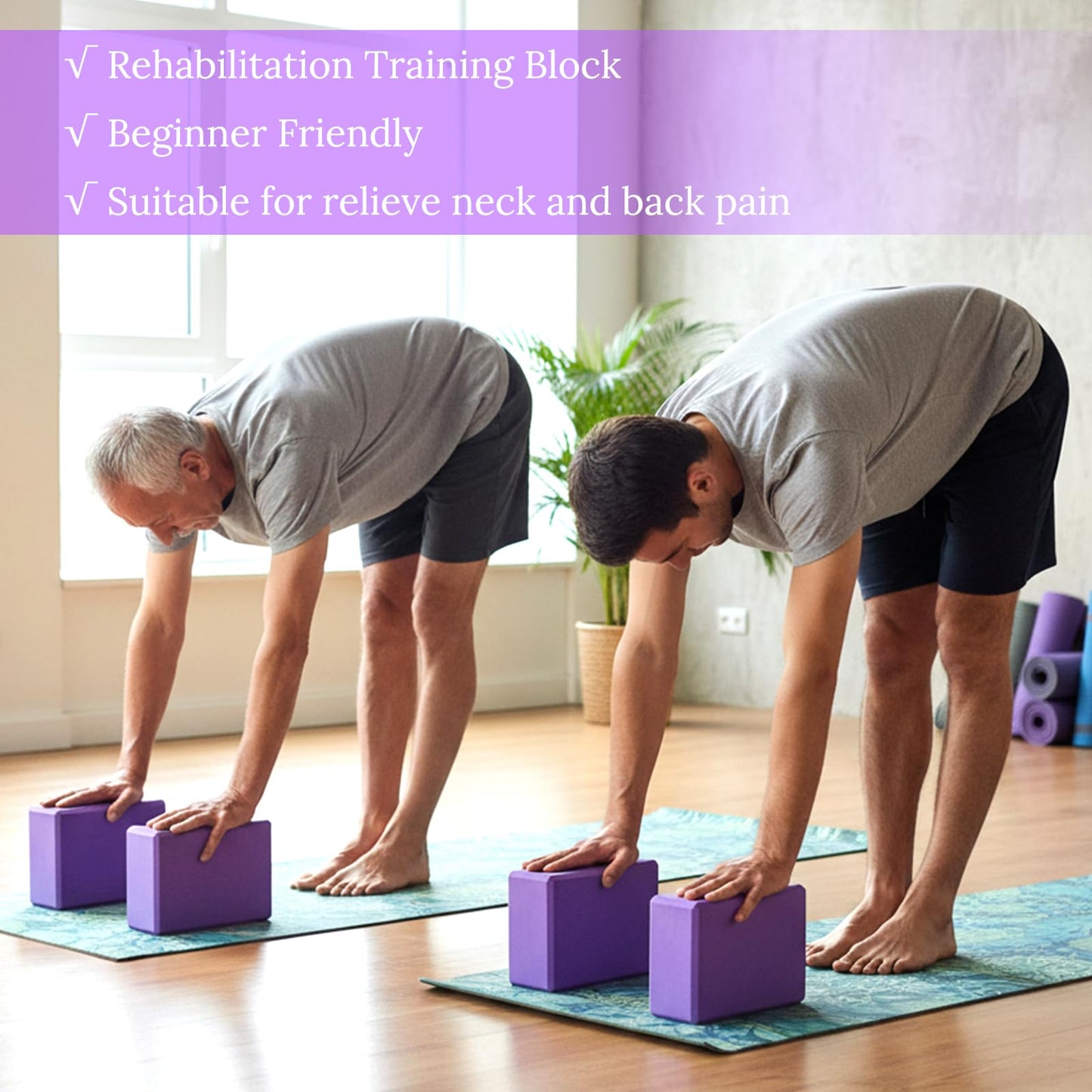 4 Pcs Yoga Blocks 9 x 6 x 3.15 Inch Eva Foam Lightweight Non Slip Yoga Props for Pilates Stretching and Meditation Exercise Blocks Lightweight Yoga Essentials