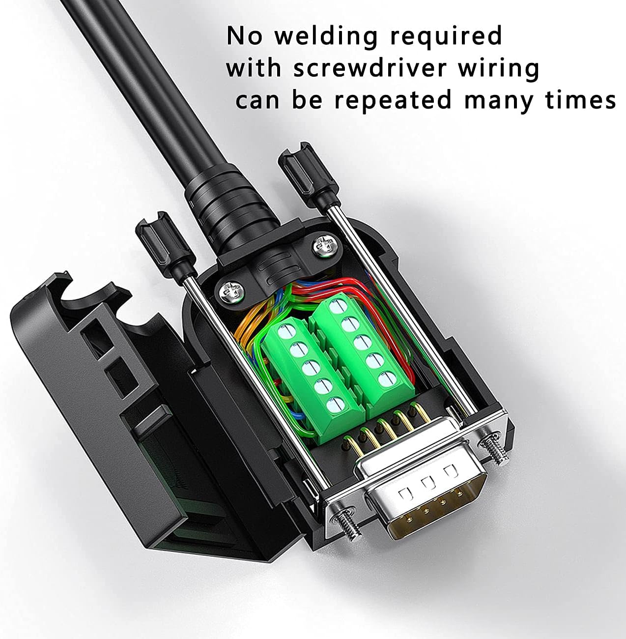 JUXINICE 2PCS DB9 DB-9 adapters9 RS232 RS485 DB9 Breakout Connector Male PIN Adapter to Wiring Terminal,No Soldering
