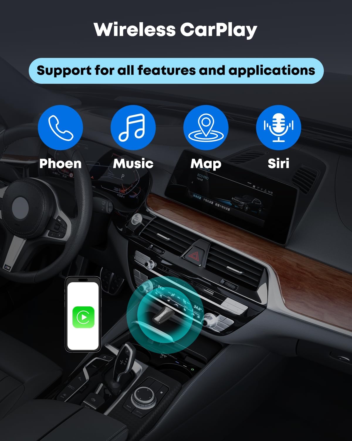 carsyncpro Control,(A/C/E/S/CLA/CLS/GLA/GLB/GLC/GLE/GLS/G-Class) Benz Wireless CarPlay Adapter, Wireless