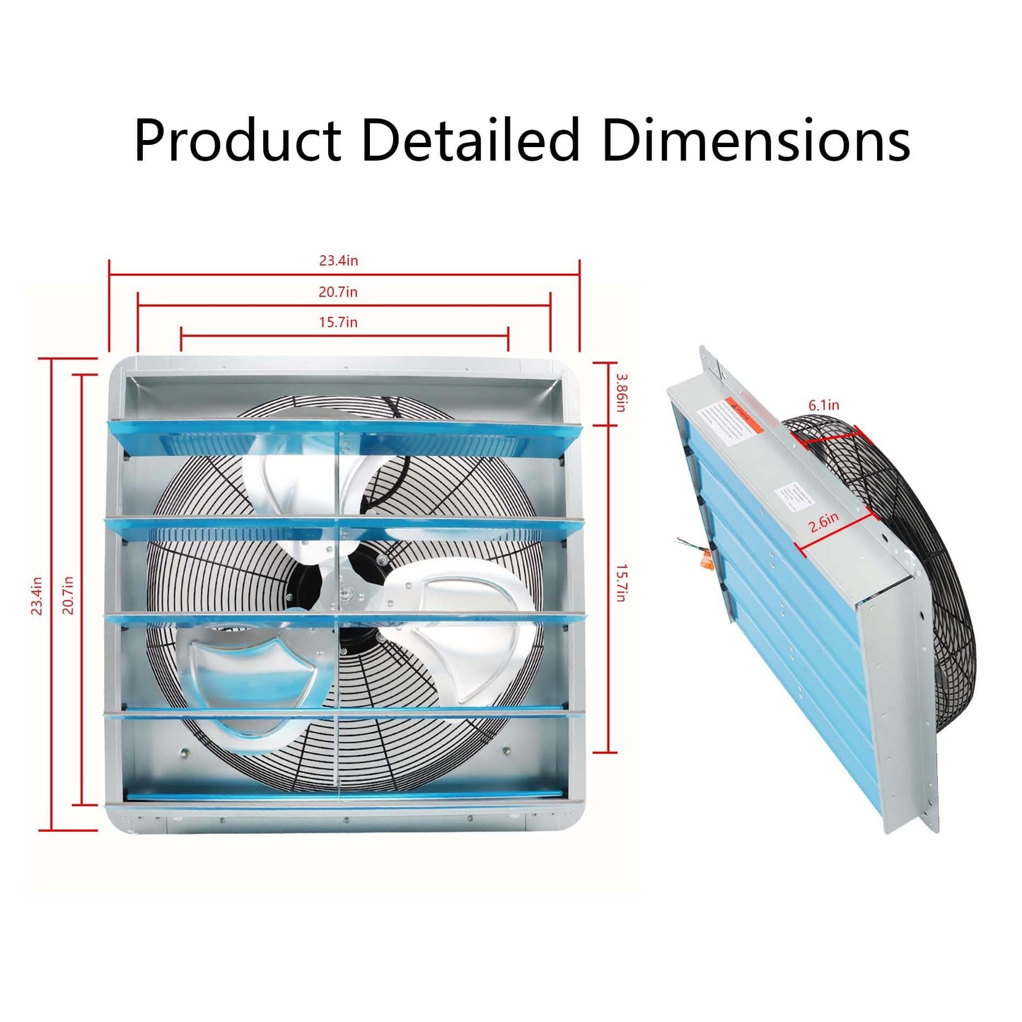 elfinrm 20 Inch Shutter Exhaust Fan, Exhaust Fan Wall Mounted, Suitable for Factories, Basements, Warehouses, Chicken Coops, Car Parks