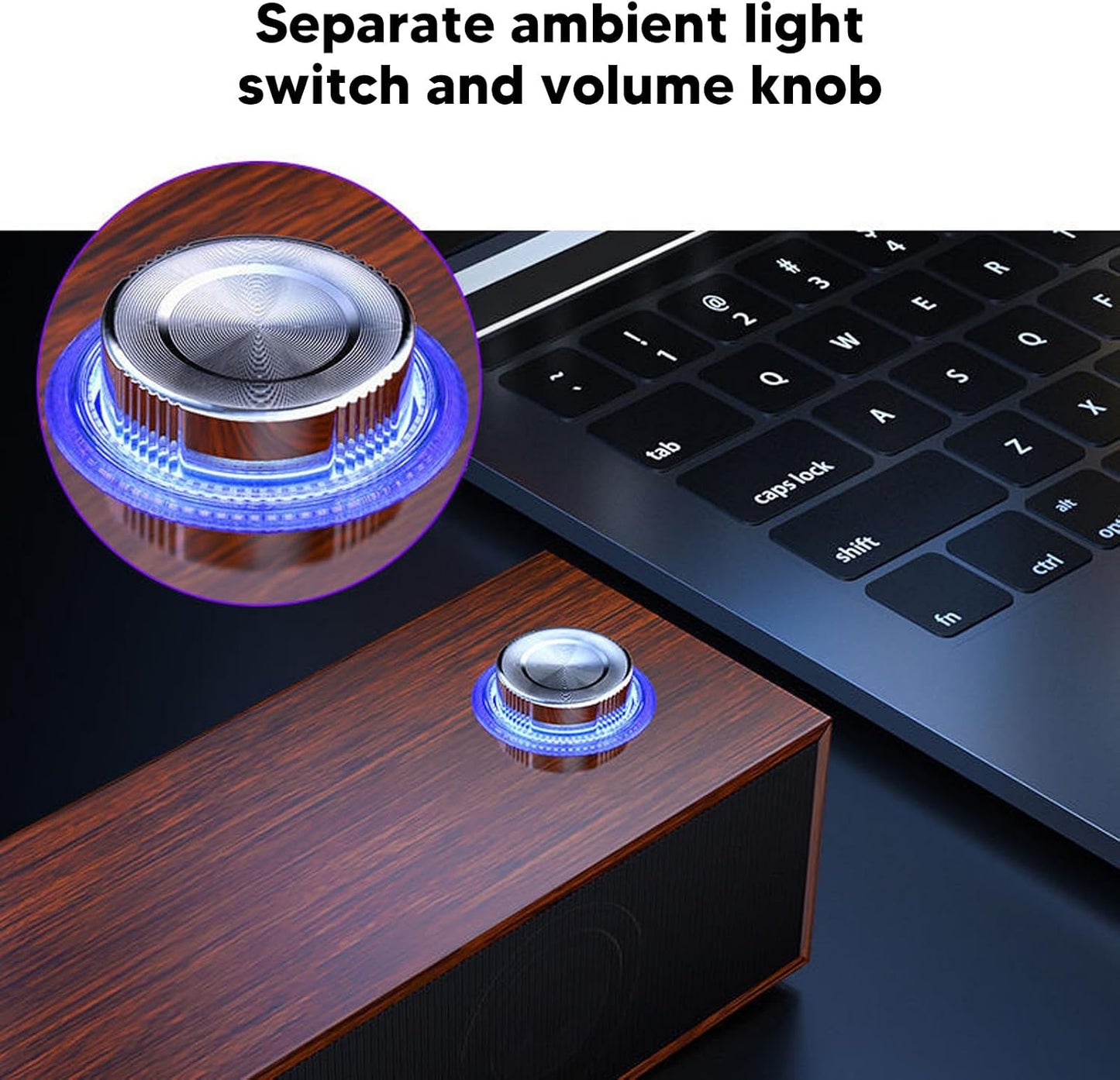 Diyeeni 3.5mm 1.2m Wooden Computer Speaker, USB Powered PC Speakers, HiFi Stereo Sound Computer Sound Bar for Desktop