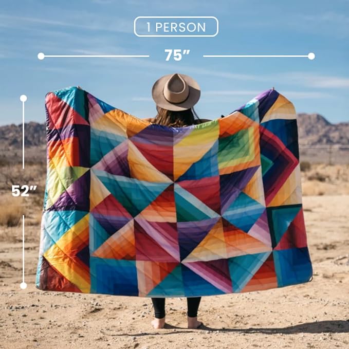 Rumpl Original Puffy Blanket - Warm, Water-Resistant Camping Blanket with 100% Recycled Synthetic Insulation, 52"x75", Original Puffy V1, Pyro Fade