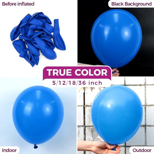Bezente Royal Blue Latex Party Balloons - 100 Pack of 12-Inch Matte Balloons for Graduation & Weddings