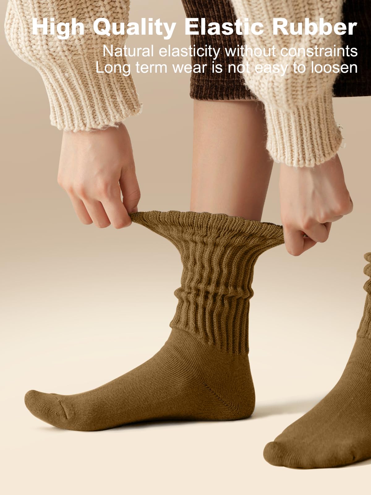 HAVE A TREE 3-6 Pack Women's Slouchy Crew Socks - Fall Colors Soft Cushioned Boot Scrunch Socks Size 5-11 (H2060-Mix)