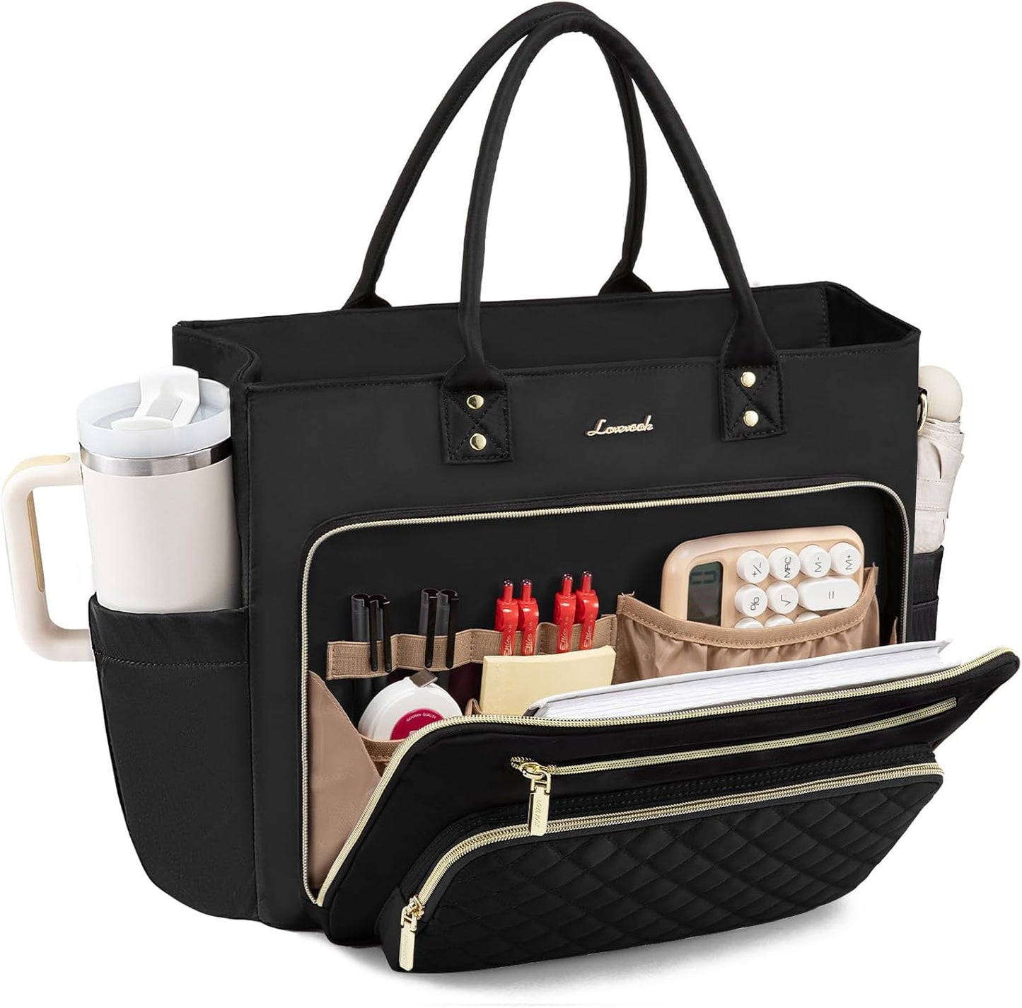 LOVEVOOK Teacher Tote Bag for Women Work, Laptop Bag Work Tote Bag Nurse Bags With Large Cup Holder, Professional