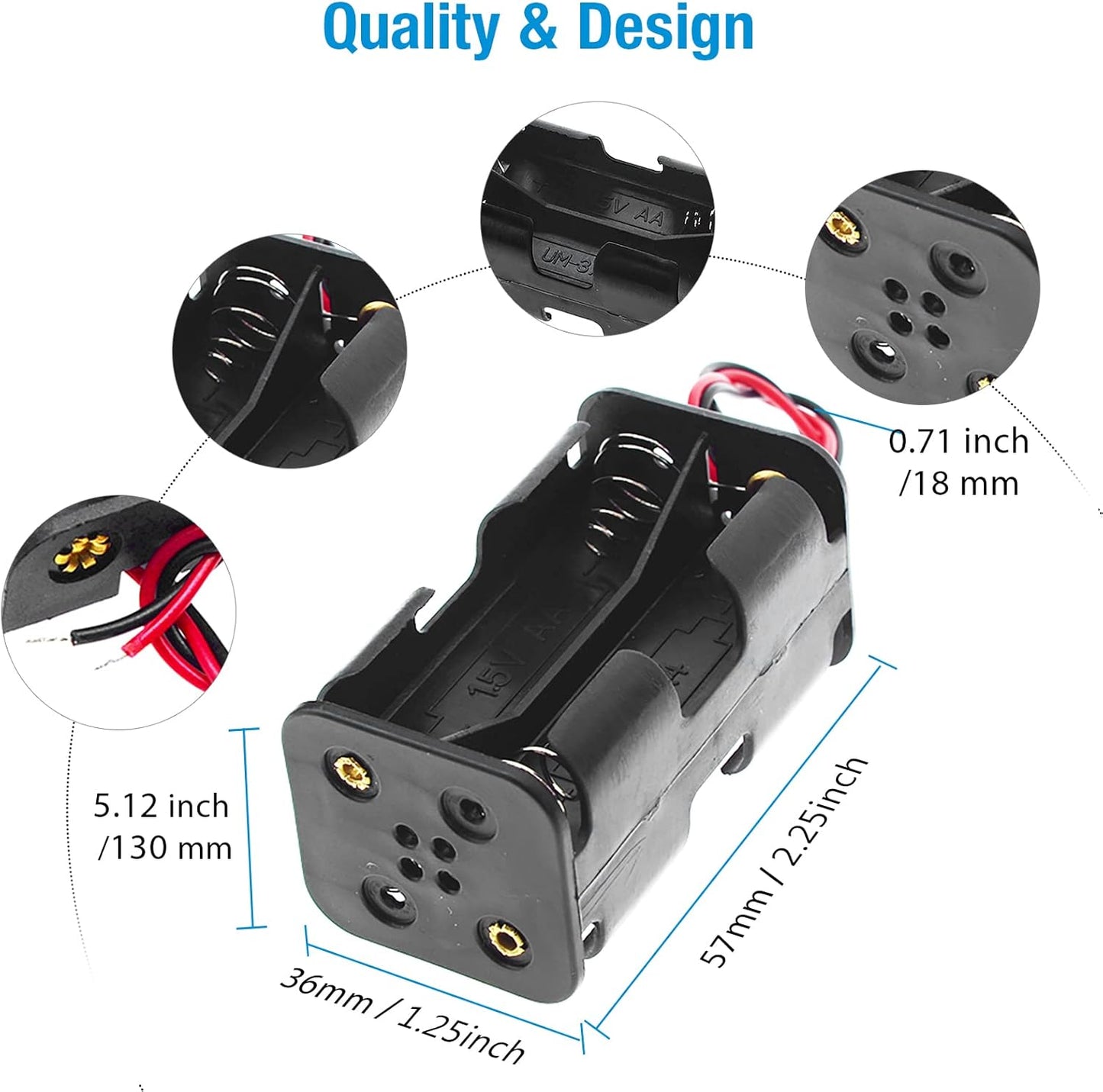 QTEATAK 4 1.5V x AA Batteries Battery Holder Wire Leads