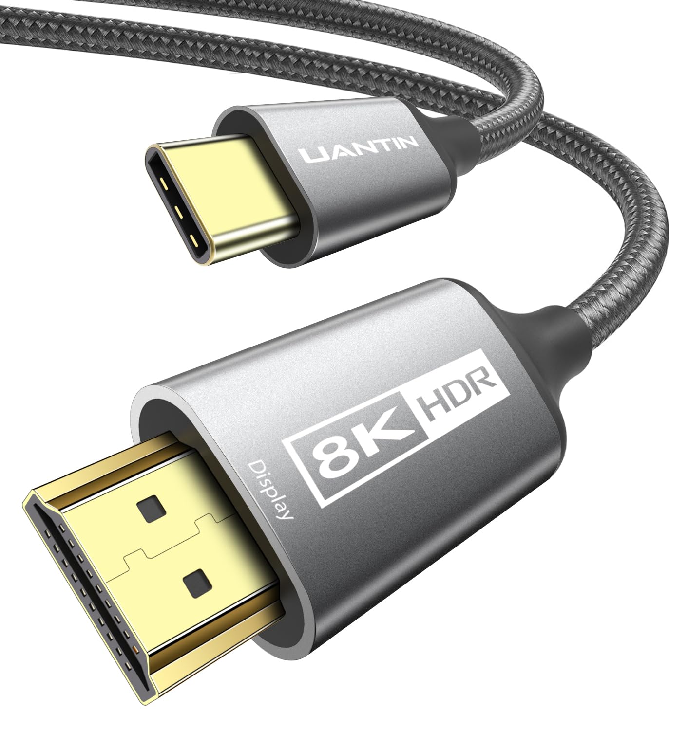 UANTIN 2.1 8K@60Hz, 4K@144Hz/120Hz, 48Gbps, HDCP2.3, 3/4/5 16, 10FT USB C to HDMI Cable Dynamic HDR, Type C to HDMI
