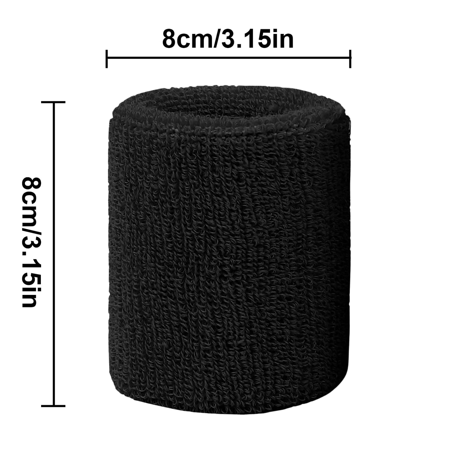 Generic 6 Pack Sweatbands Sports Wristband, Men & Women Wristbands, Breathable Cotton Sweatbands for Working Out, Running Athletic Sports, Basketball, Football, Black