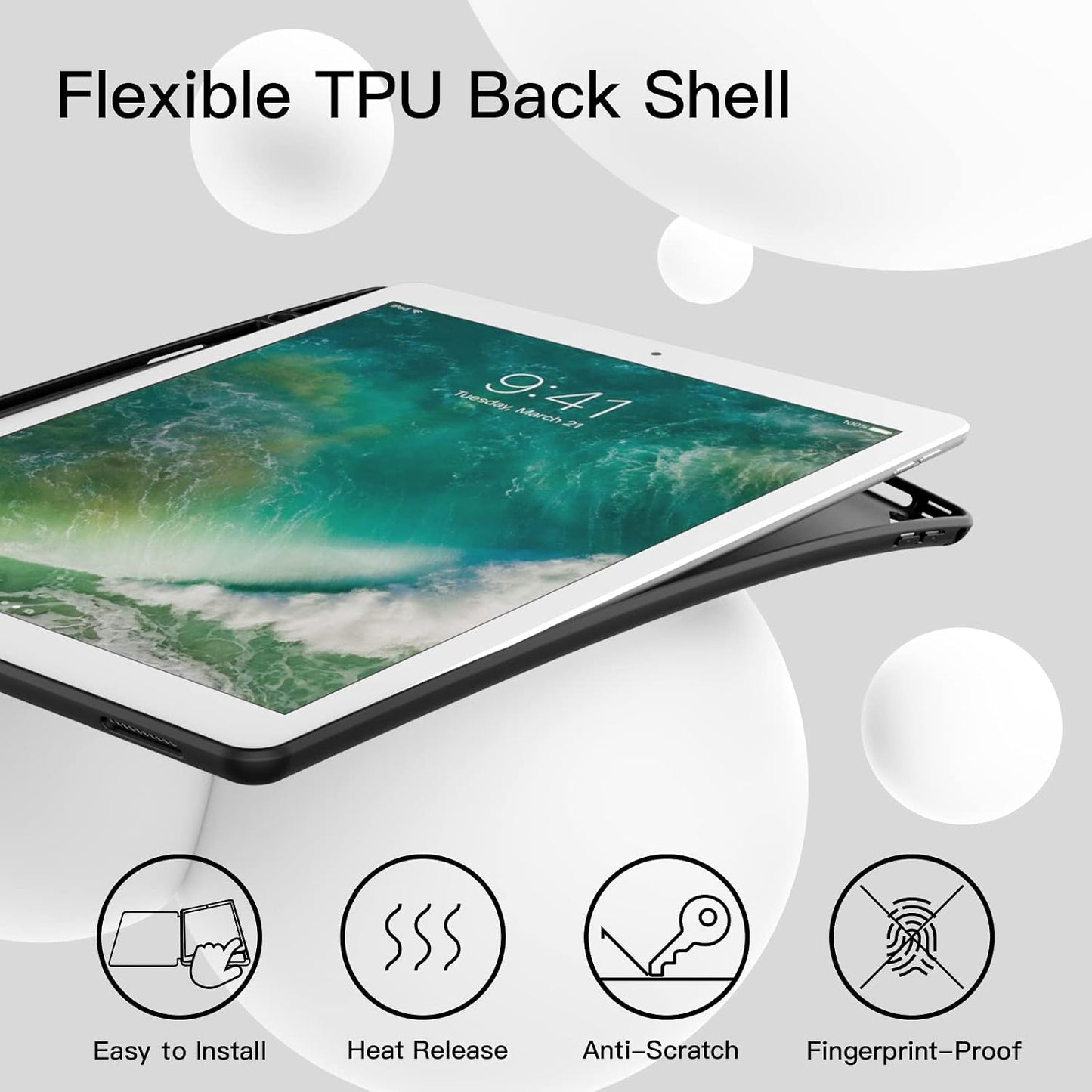 JETech 12.9 Inch (2015/2017 1st/2nd Case for iPad Pro Model, Generation) with Pencil Holder, Slim Tablet Cover