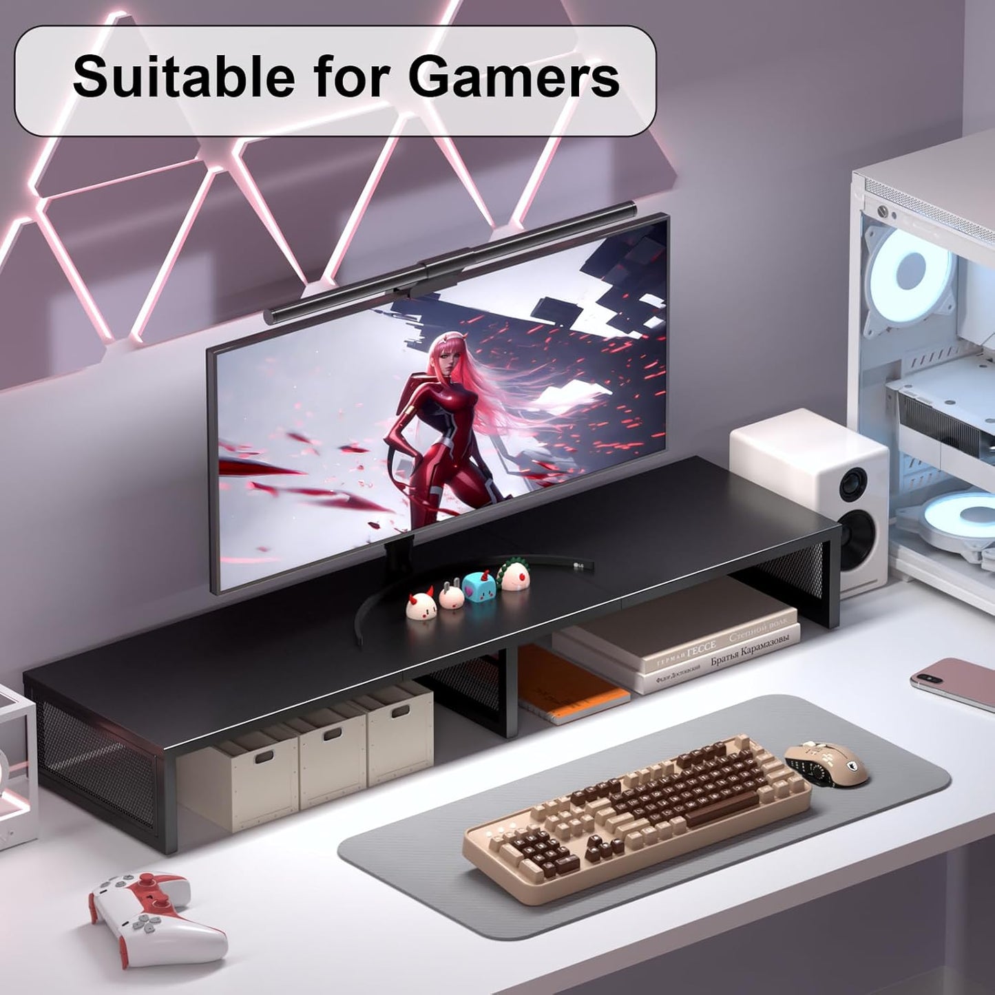 Dual Computer Monitor Stand Riser, Desk Organizers and Accessories, Printer & TV Stand, Desk Shelf, Office Desk