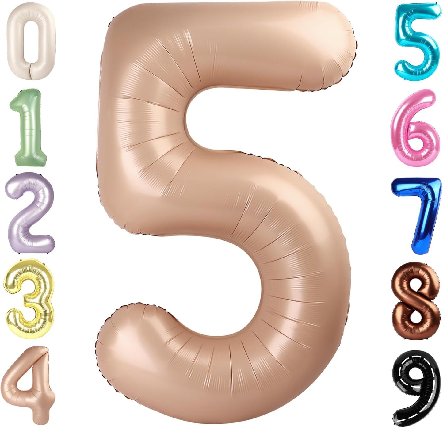 Skiennix 40-Inch Balloon Numbers | Light Brown 5th Birthday & Wedding Party Decorations