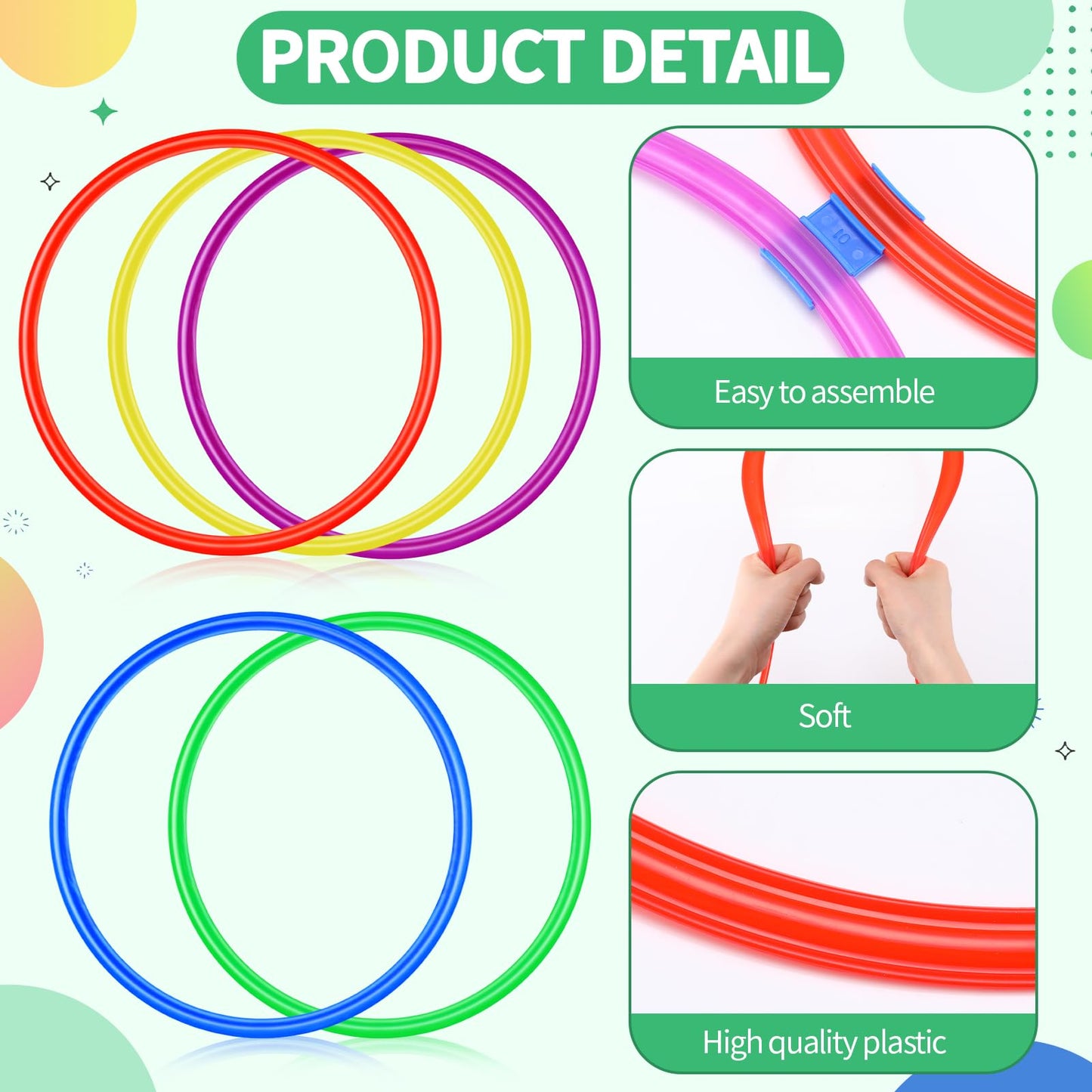 Silipull 30 Pcs Agility Rings Speed and Agility Training Rings 15" Exercise Speed Circle Jumping Hoops for Training Throwing Equipment (Yellow/Blue/red/Green/Purple)