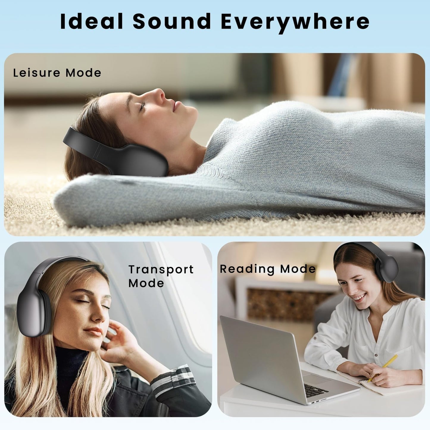 CIRICO BaseTone 5.3, 20H Wireless Over-Ear Headphones, Bluetooth Playtime, Deep Bass, Foldable Lightweight Design