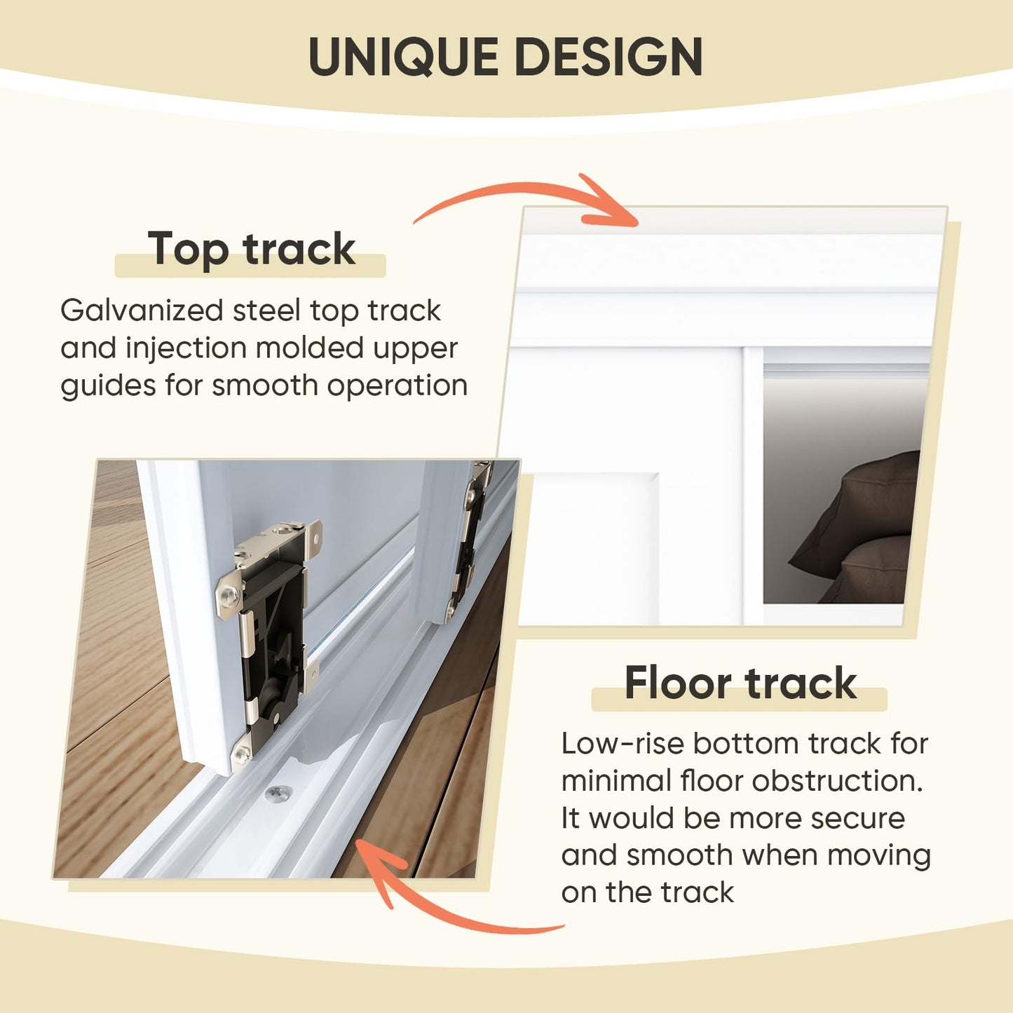 JUBEST Sliding Closet Door 48"(Double 25") x80", 1-Panel Steel Frame Bypass Primed Door with Top & Bottom Track Kits, Preassembled Hardboard Panels with Paintable Surface, Durable & Sturdy