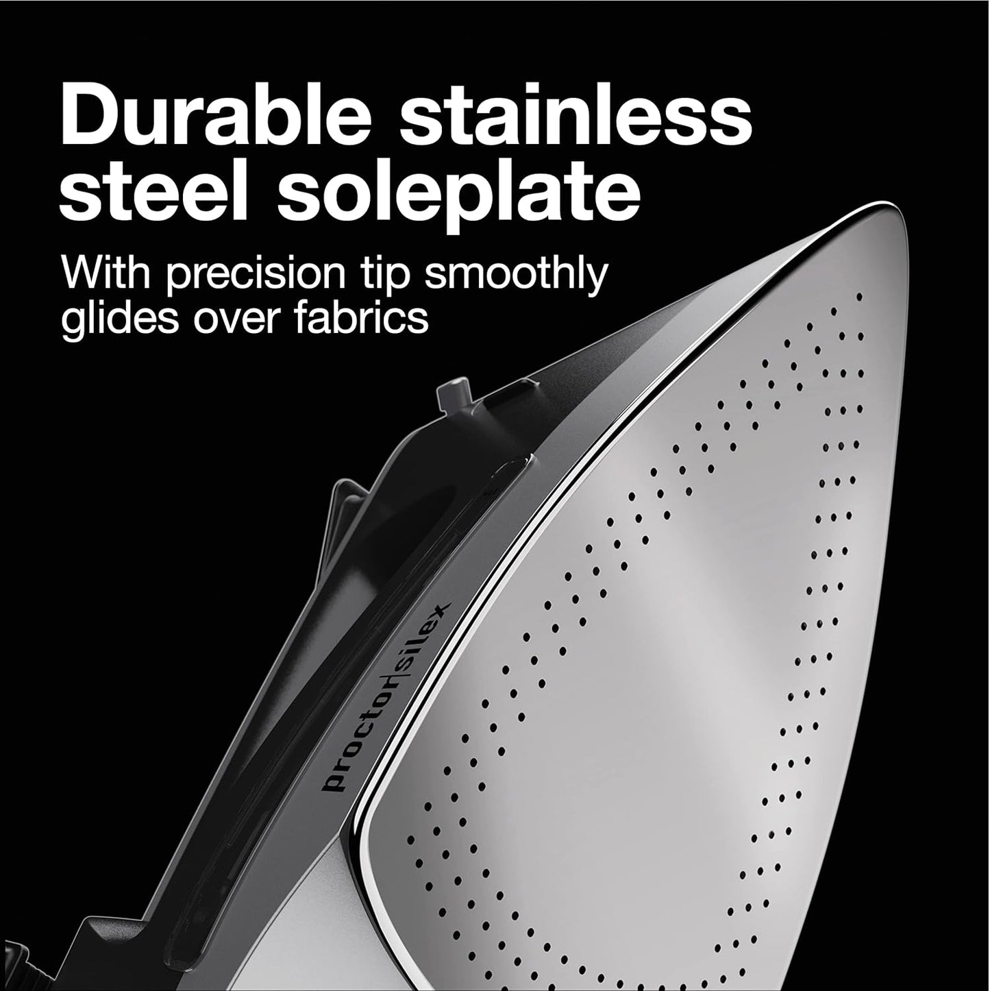 Proctor Silex Steam Iron - 1500 Watts Durable Stainless Steel Soleplate | 8' Retractable Cord, Gray & Black