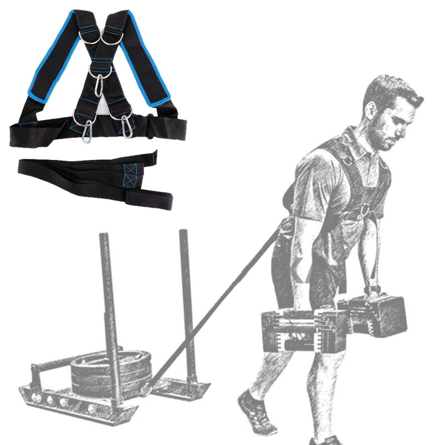 Speed Running Harness, Sturdy Sled Shoulder Harness, 3 Hooks Durable 5pcs Wear Nylon + Metal for Mountaineering Outdoor use
