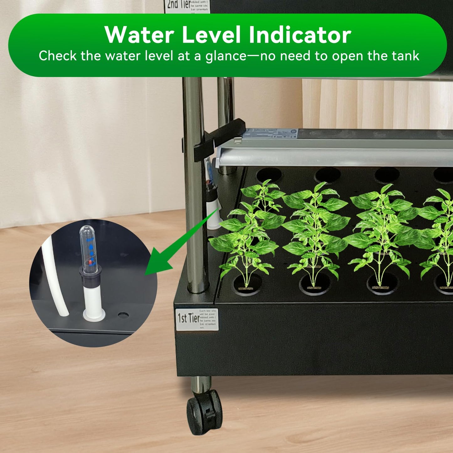 Indoor hydroponics Growing System, Large Vertical Hydroponic Garden with Smart Full-Spectrum Grow Lights, Auto Circulating Water, Mobile Indoor Gardening System for Herbs, Vegetables & Fruits