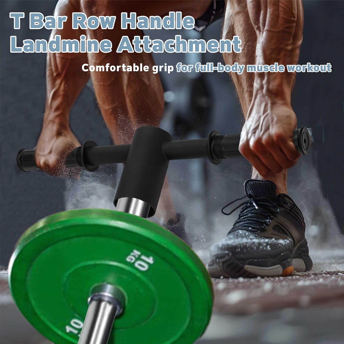 YZZHAJ T Bar Row Barbell Handle, T Bar Landmine Handle Attachment for Olympic Barbell Bar, T Bar Row Attachment with Rubber Grip Fits 2inch Strength Training Bars