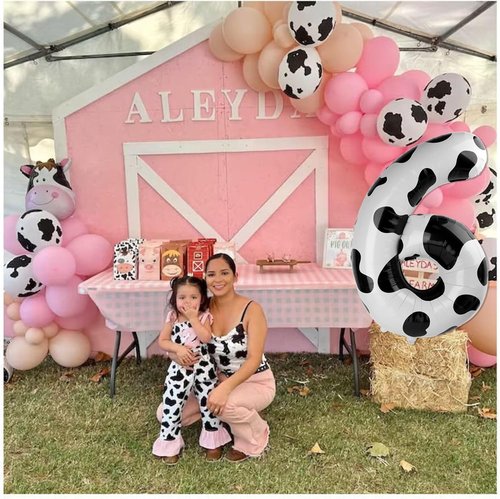 Cow Print | 40-Inch Number 8 Balloon - Barnyard Birthday Decorations & Party Supplies