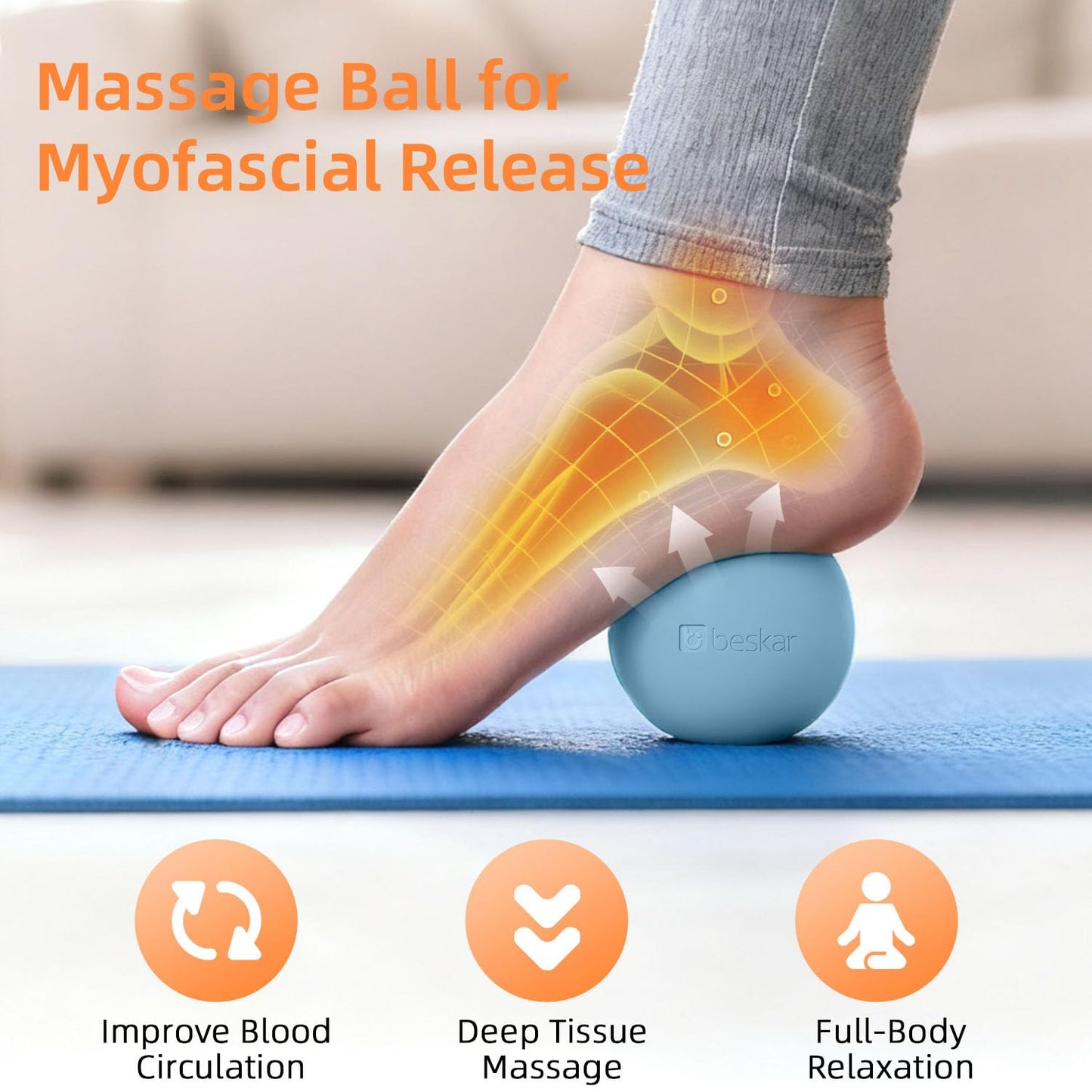 Massage Lacrosse Balls for Myofascial Release, Trigger Point Therapy and Yoga Therapy, Foot Massage Ball to Relieve Plantar Fasciitis Blue