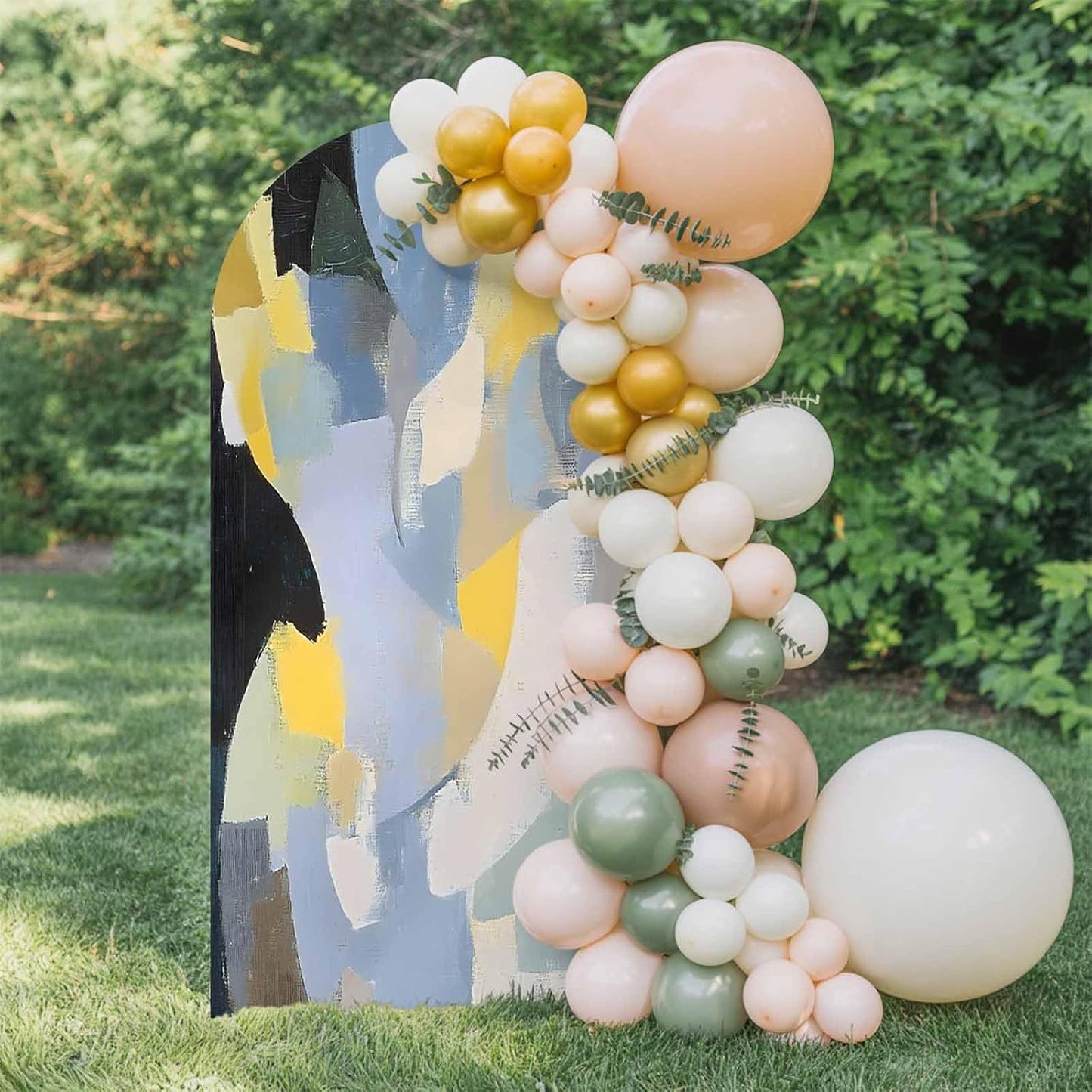 Jnbasdffb 7.2 Abstract Geometric Wedding Arch Cover,Stretchy Spandex Arch Backdrop Stand Covers FT,Simple Oil Painting