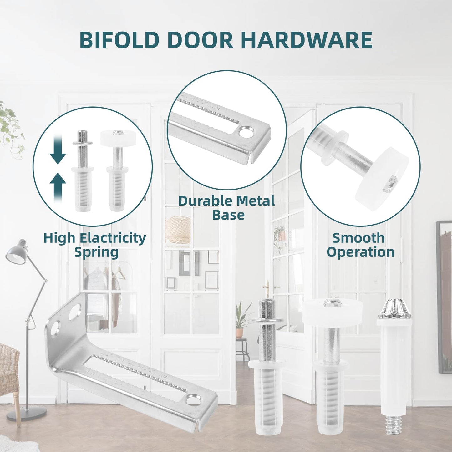 MVRPOWER Bifold Door Hardware with Track, 24 Inch Bi-fold Closet Door Track Kit with Installation Manual