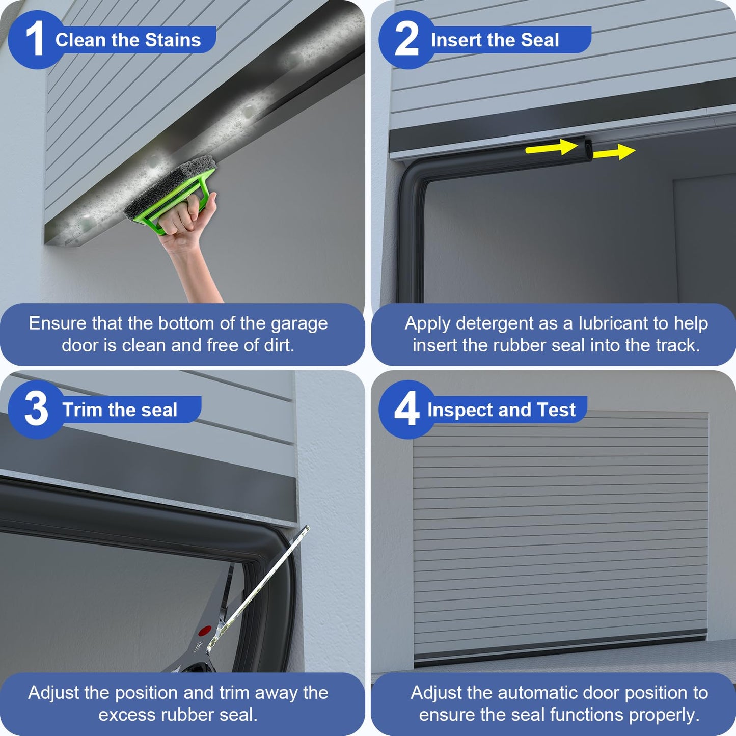 Garage Door Seals Bottom Rubber - 16.5 Feet Weatherproof EPDM Rubber, Easy DIY Trim-to-Fit Installation Kit, Custom-Fit, Durable Seal for Energy Efficiency & Home Protection