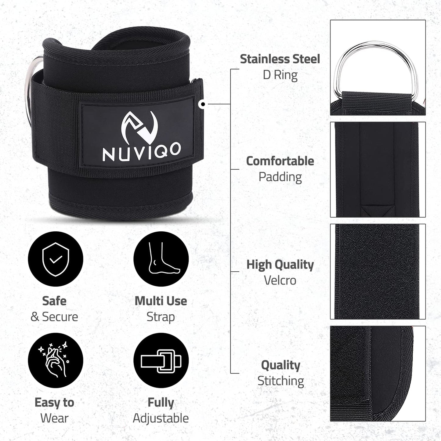 Barbell Pad & 2 Ankle Straps for Cable Machine - Gym Accessories for Women and Men - Perfect for Cable Kickbacks, Leg Extensions, Hip Thrusts & Squats - Workout Attachments for Home and Gym - Includes a Carry Bag