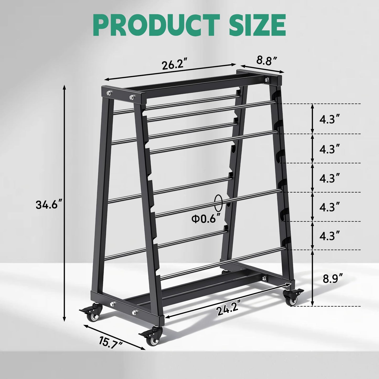 Ustinian Wire Spool Rack, Cable Organizer and Reel with Locking Wheels,Equipped with an adjustable spindle rod, For Electrical and Industrial Use, Holds up to 12 spool rods, 400 pound weight capacity