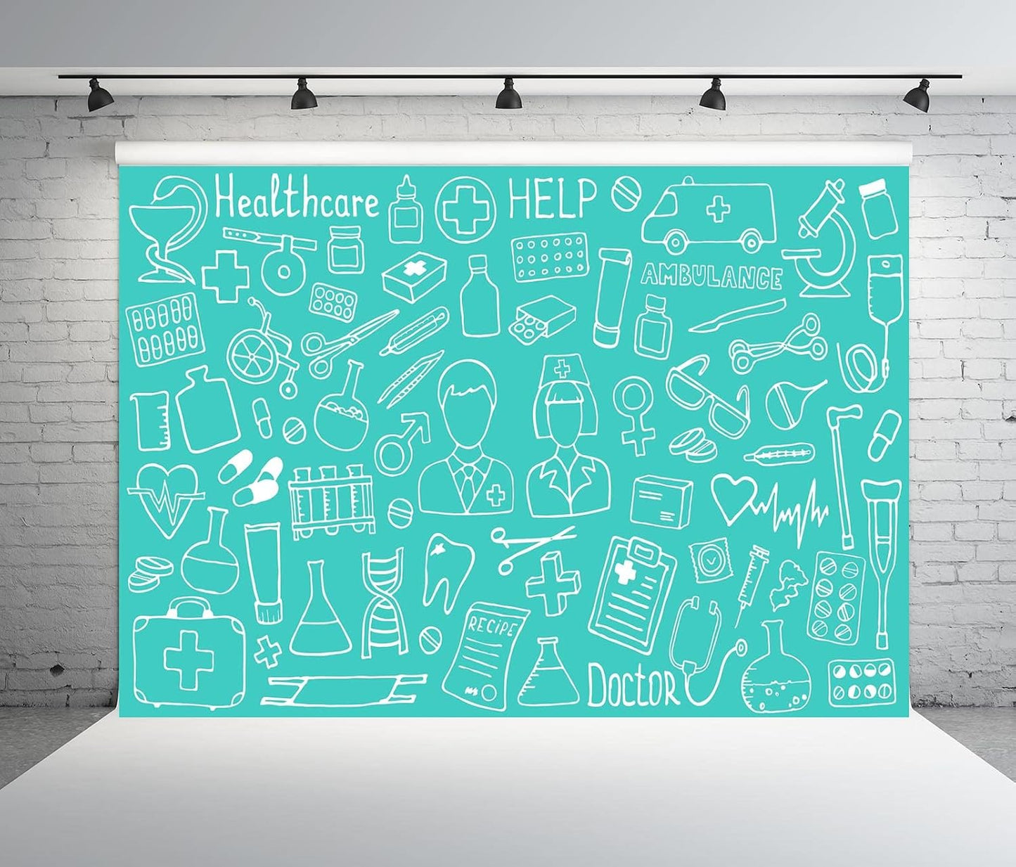 BELECO 7x5ft Fabric Doctor and Nurse Photography Backdrop Medical Equipment Healthcare Ambulance Background Hospital