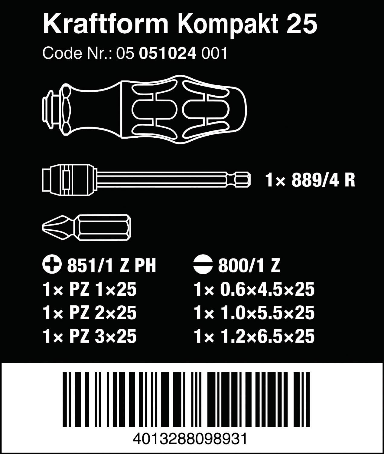 Wera KK25 Driver Bit Set - Premium Replacement Bits for Precision Work | Durable & Versatile
