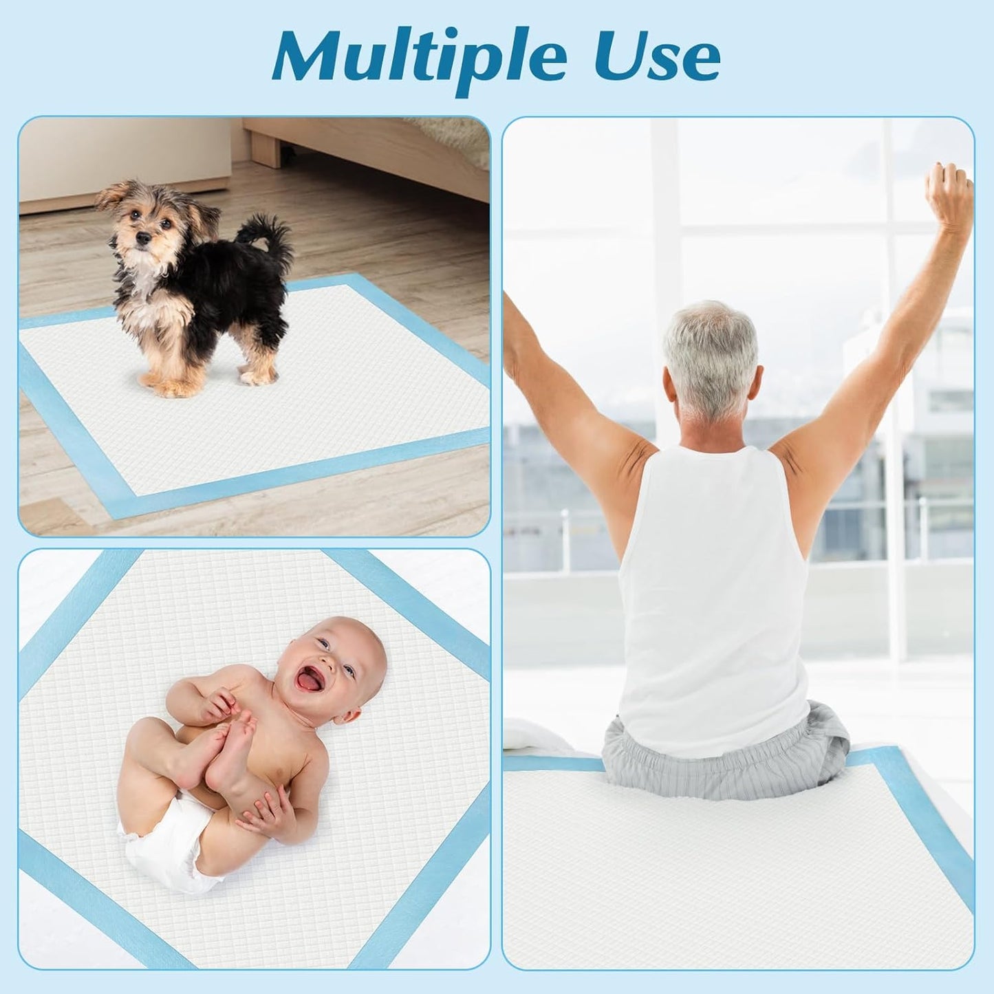 Skiennix Disposable Underpads - 100 Count, 22” x 22” Super Absorbent & Leakproof Pads for Babies, Puppies & Adults