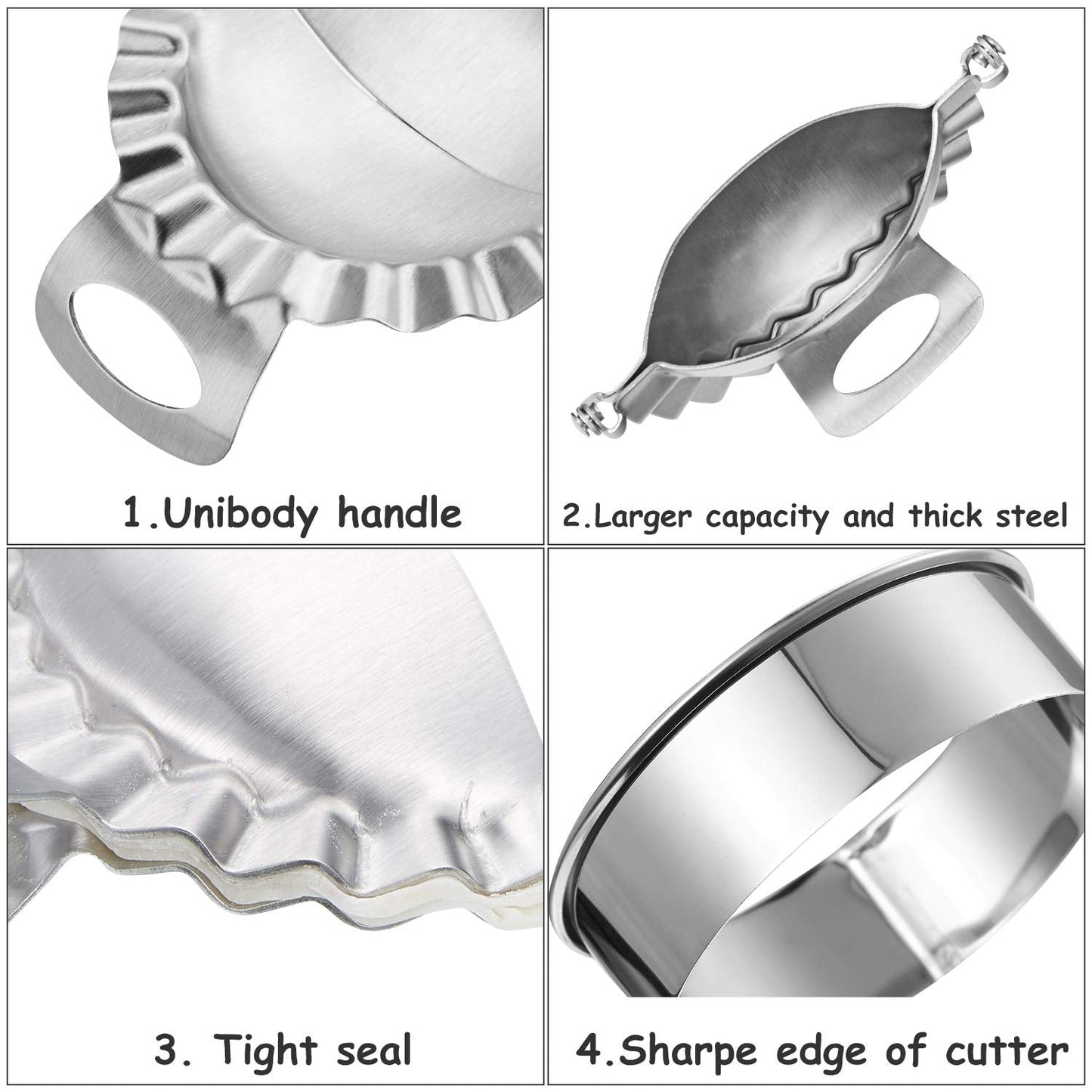 3 Pieces Dumplings Maker Dumpling Press Molds with 3 Pieces Dumpling Skin Maker in 9.5 cm/ 8.5 cm/ 8 cm Dumpling Wrapper Cutter Pie Ravioli Empanadas Press Mold for Kitchen
