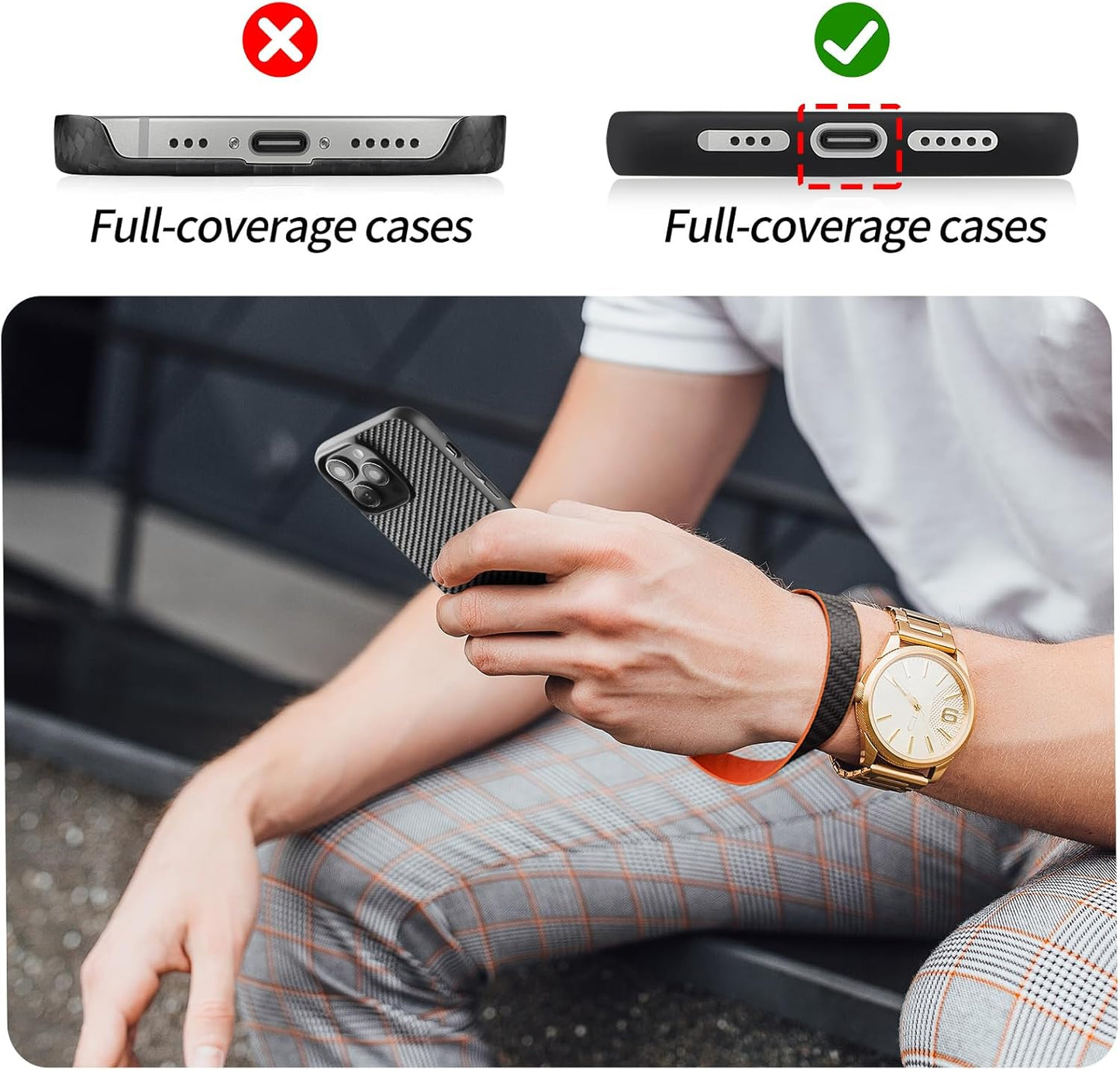 Carbon Zone Carbon Fiber Phone Wrist Strap,Phone Chain Wristlet,Anti Theft Strap,Universal Mobile Device Chain Lanyard