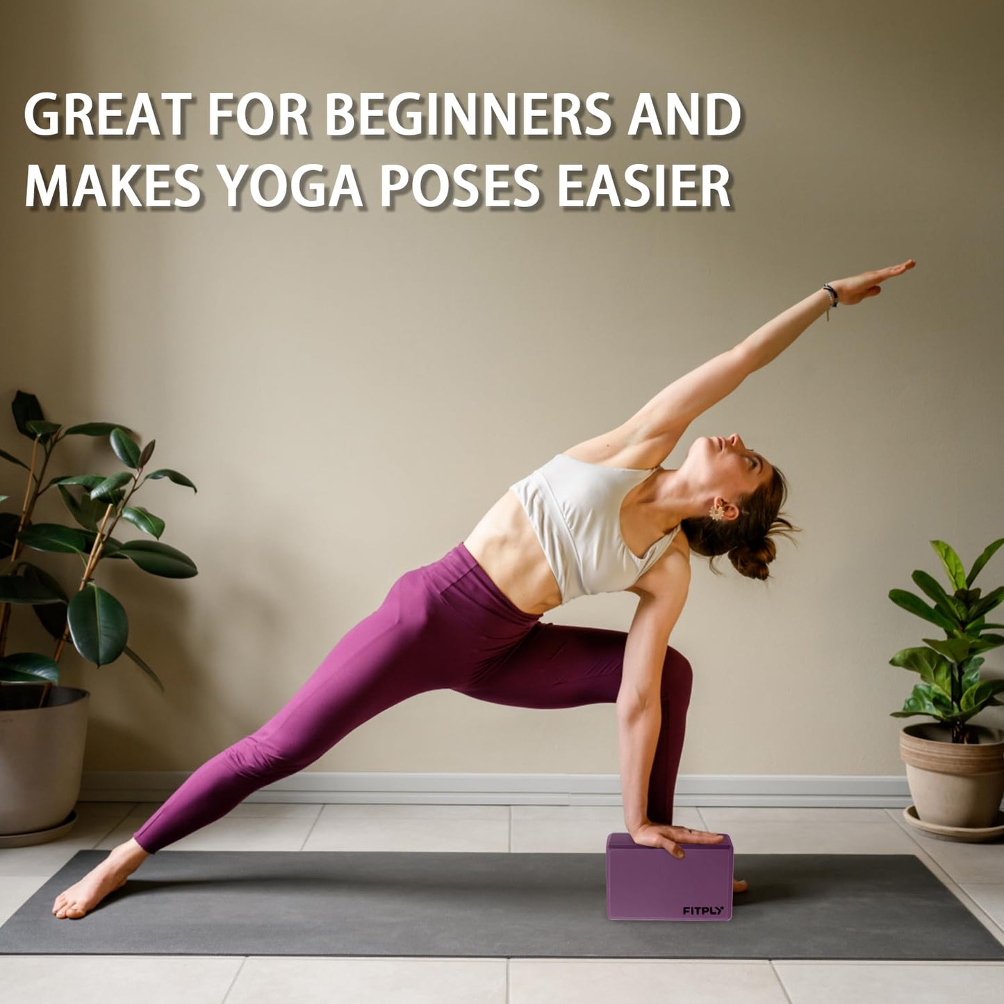 Fitply Yoga Blocks 2 Pack - Non-Slip Yoga Brick & Foam Blocks Yoga Set, High-Density Pilates Block for Stretching, Meditation, and Exercise Blocks Foam, Ideal for Deep Poses