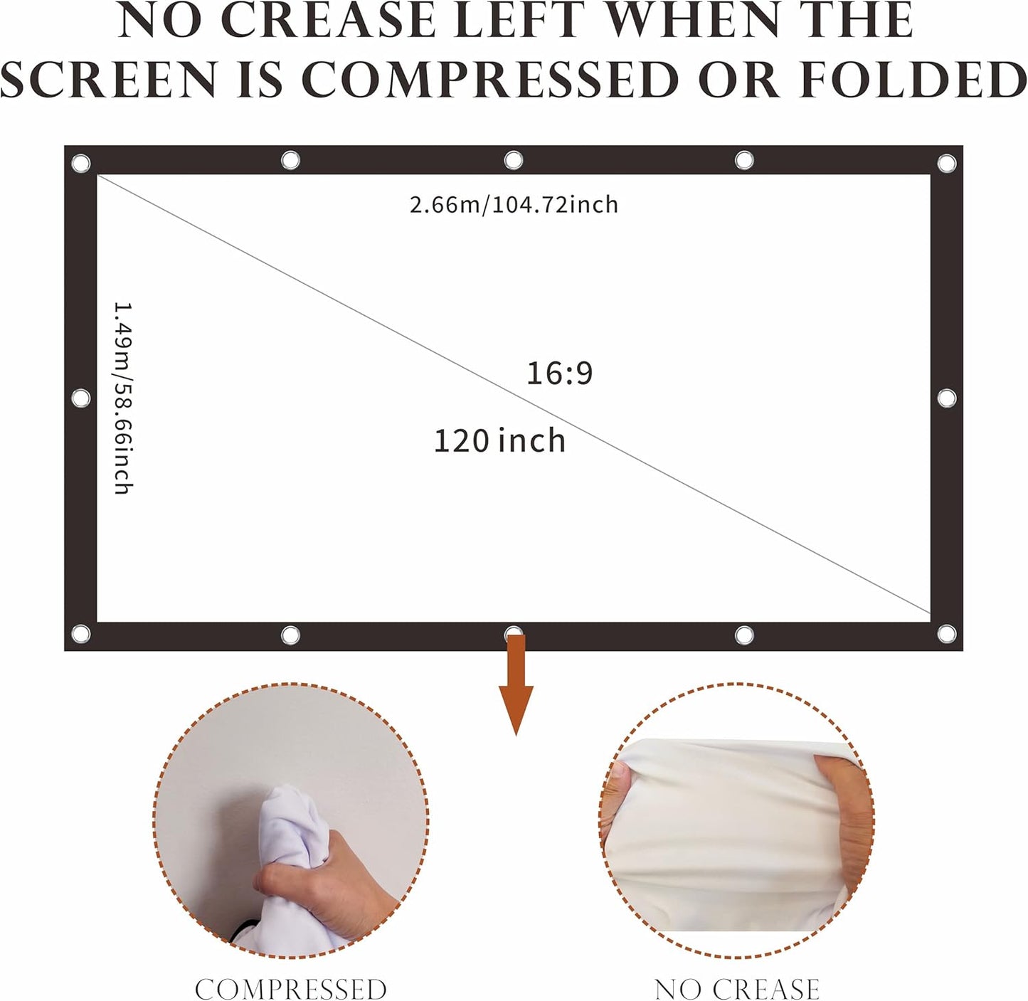 SOHIAVY 120 inch 16:9 Projector Screen Foldable Anti-Crease Portable Projector Movies Screens for Home Theater Outdoor