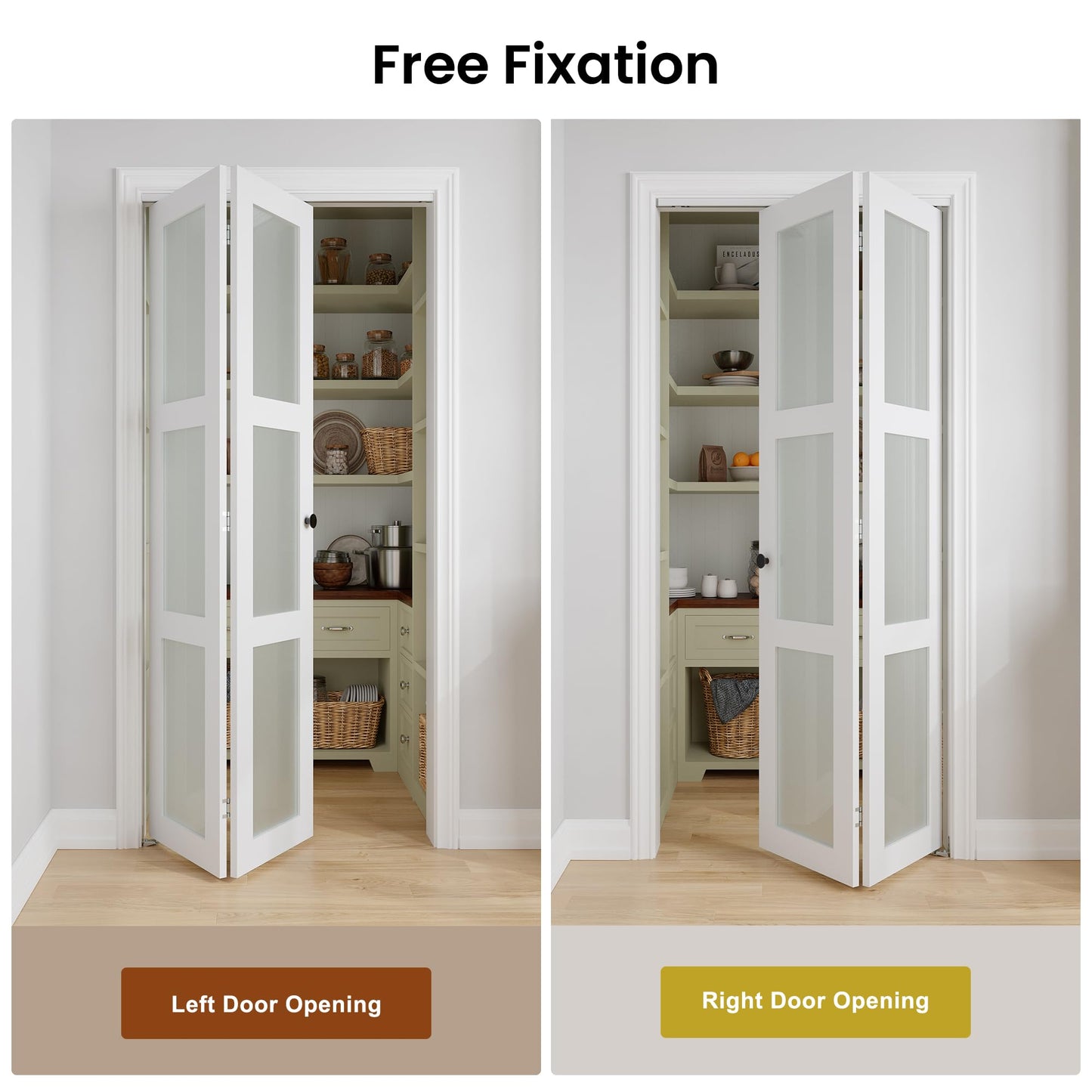 COSHOMER Bifold Doors for 24" x 80" Opening, 3-lite Tempered Frosted Glass Closet Folding Doors with Hardware kit Included, Easy Assembly, White