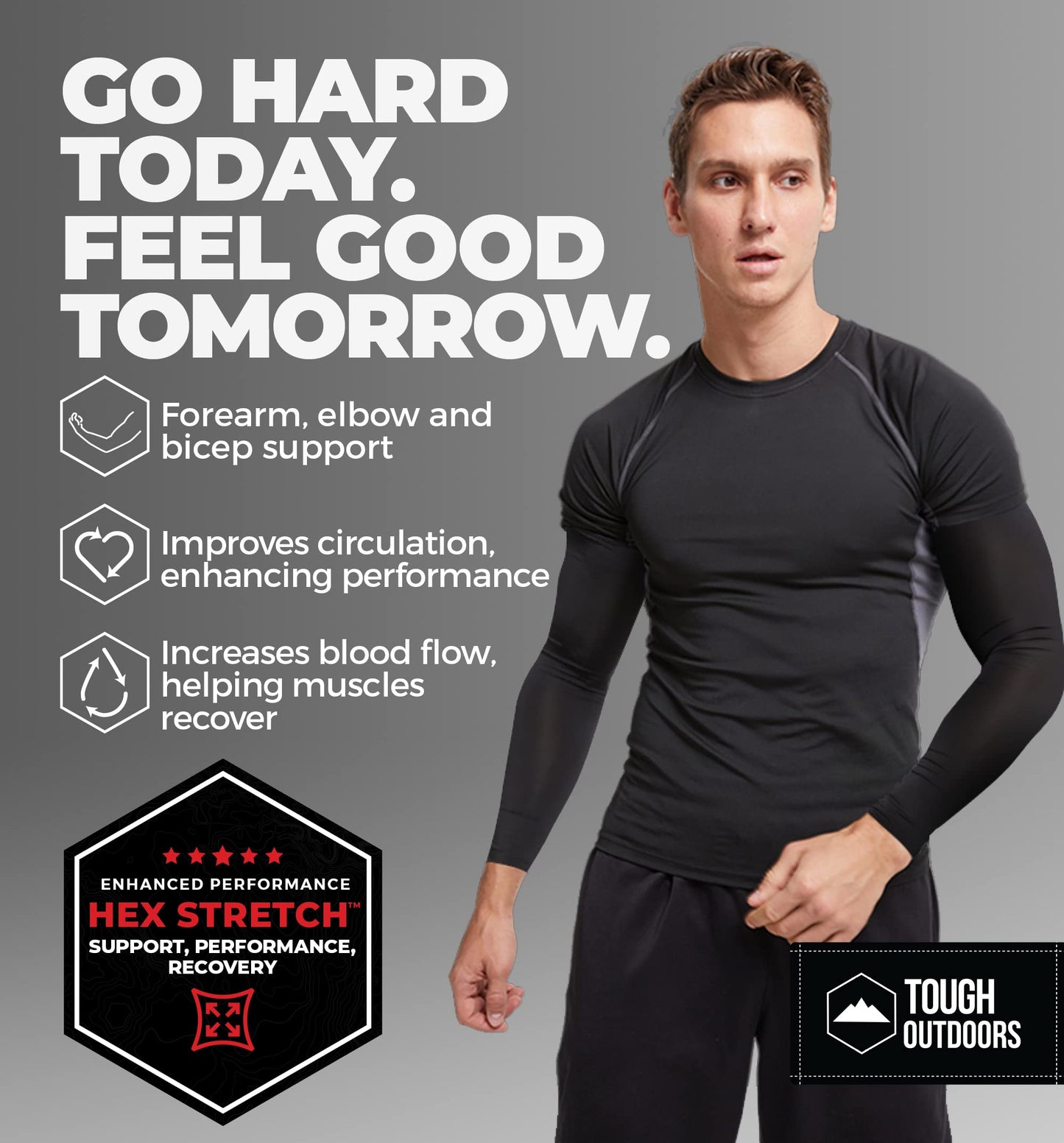 Tough Outdoors Baseball Arm Sleeve Youth & Adults - Compression Arm Sleeves for Kids Boys & Girls Men & Women - Football