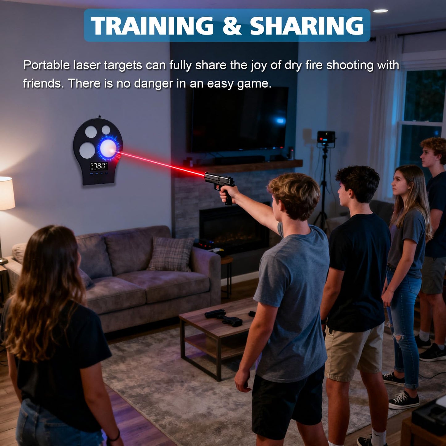 Laser Training Target M-Target - Four-Zone Dry-Fire Training System for Indoor Shooting Practice, with Three Modes, History Record & Portable Case