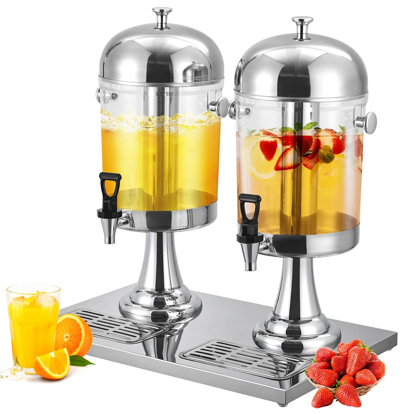 Commercial-Grade Drink Dispenser, Stainless Steel Beverage Dispenser with Ice Core, Stand & Spigot for Catering Events & Weddings