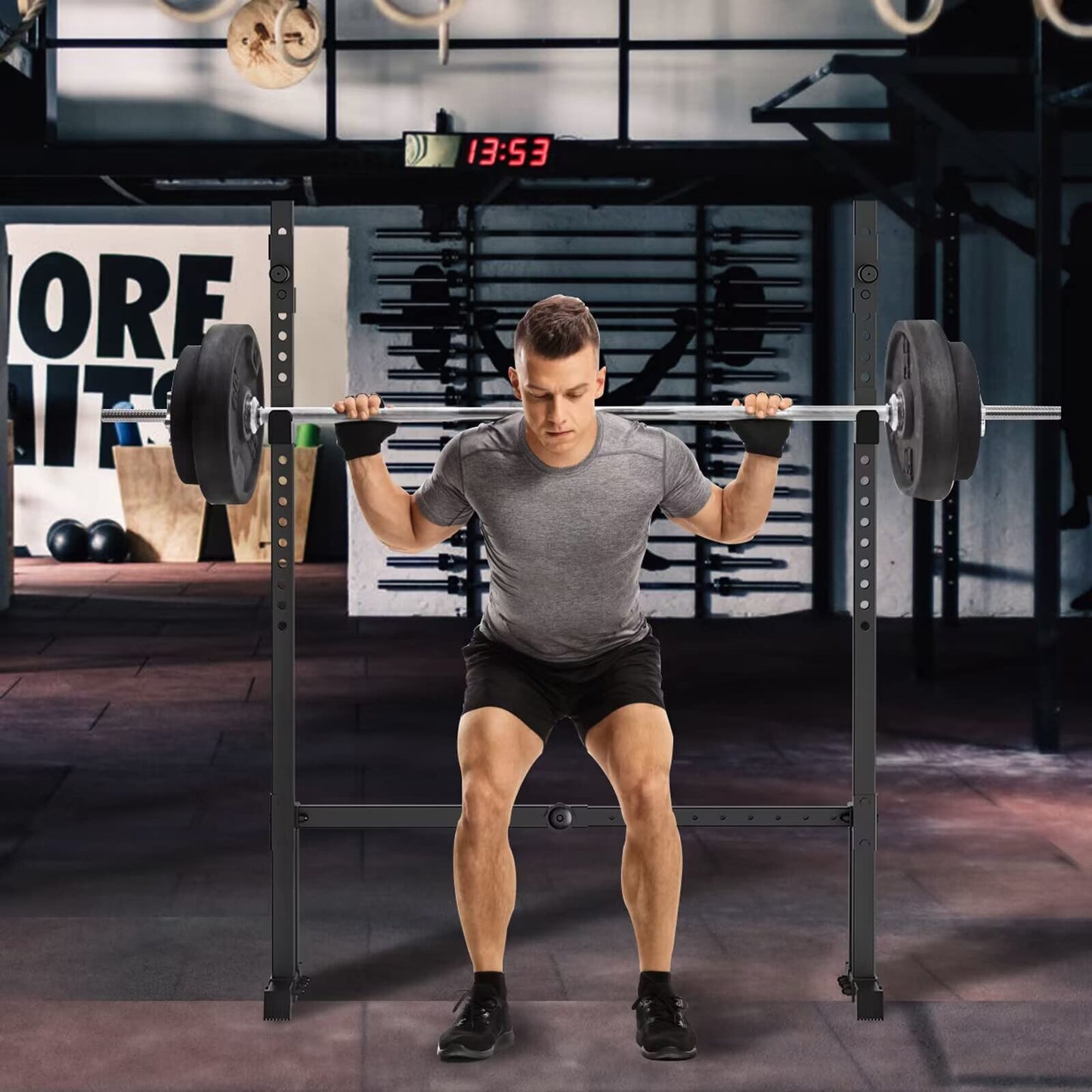 Uboway Barbell Rack Squat Stand Adjustable Bench Press Rack 700LBS Max Load Multi-Function Weight Lifting Home Gym Fitness
