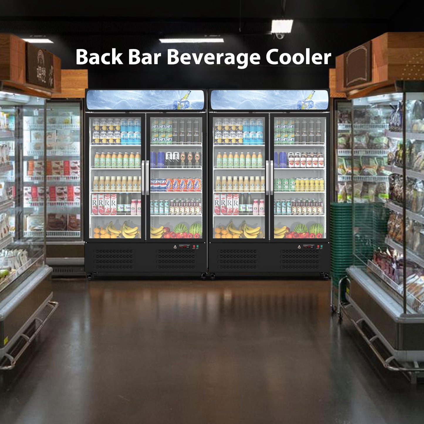 Garvee Commercial Refrigerator - Large Capacity Glass Door Merchandiser with LED Display, 36.3 Cu.Ft Upright Fridge for Business & Commercial Use, Black