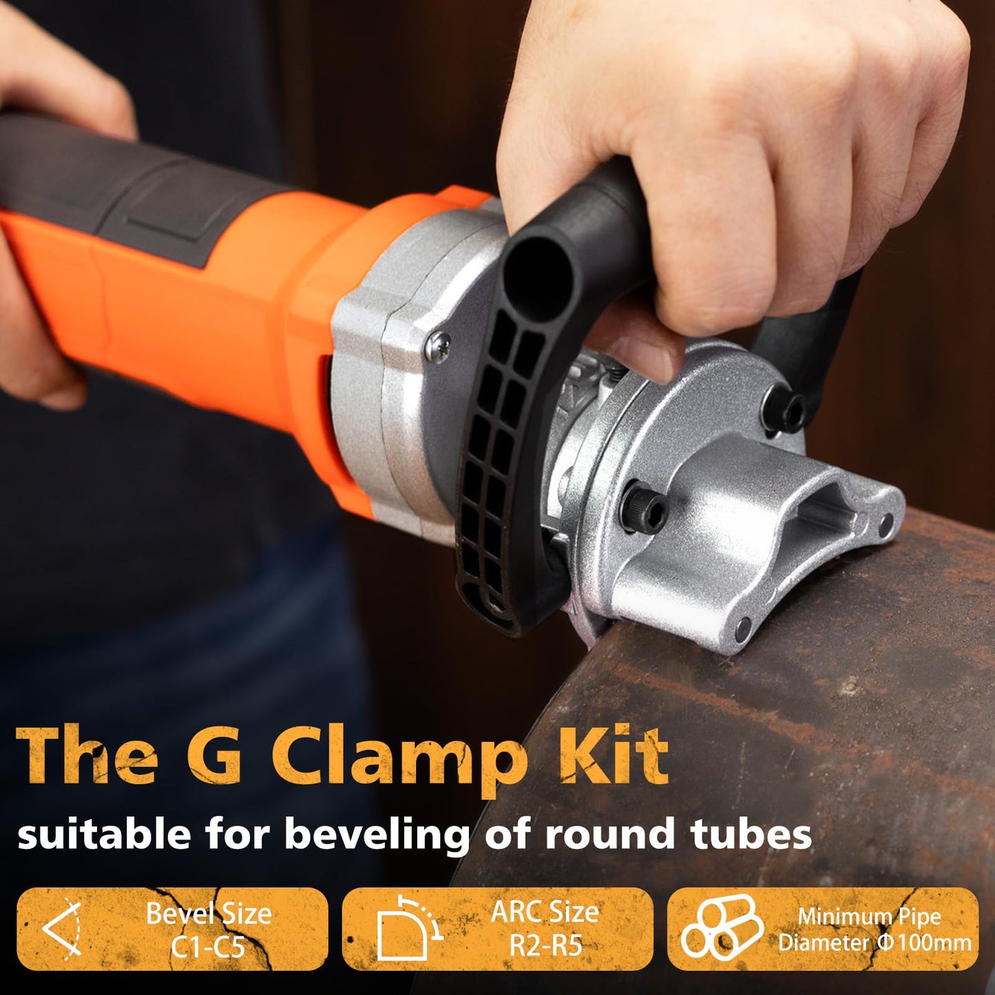 Handheld Chamfer Tool, Metal Chamfering Tool, for Trimming, Beveling, Deburring, 45 Degree Arc and Bevel, 850W 120V 60Hz, Model PT-100 (Machine)