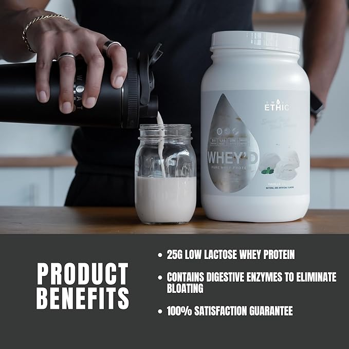 Whey'd Protein Powder, 25 G Whey Protein Blend with Concentrate, Isolate & Hydrolysate, Low Lactose & Digestive Enzymes for Easy Mixing & Smooth Texture, Vanilla Cream Flavor, 25 Servings
