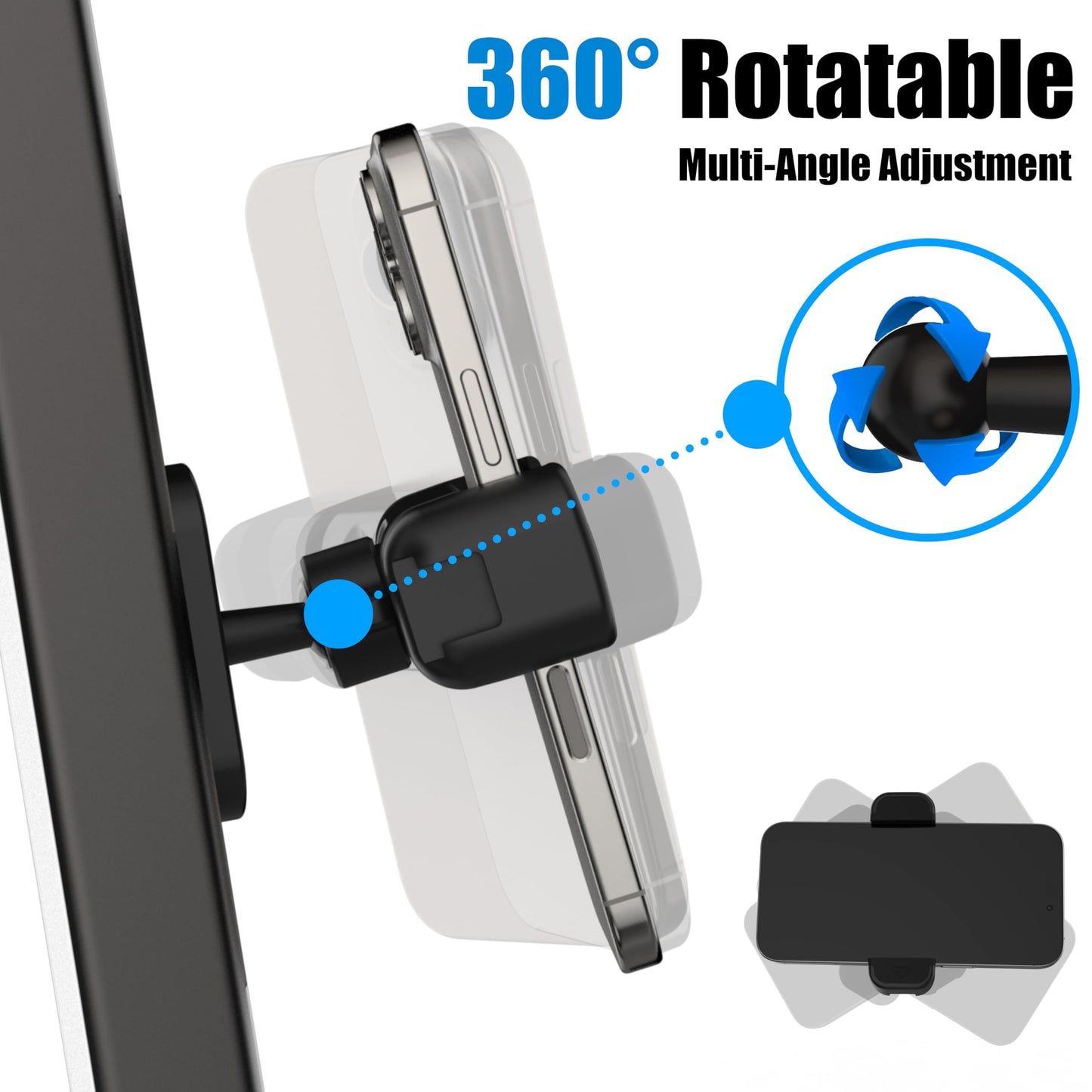Magnetic Phone Holder for Gym Golf Cart Powerful Magnetic Base Works on Any Metal Surface Ideal for Workout Recording 360° Rotatable Gym Magnet Phone Mount Cradles Compatible with 4-7" Phones