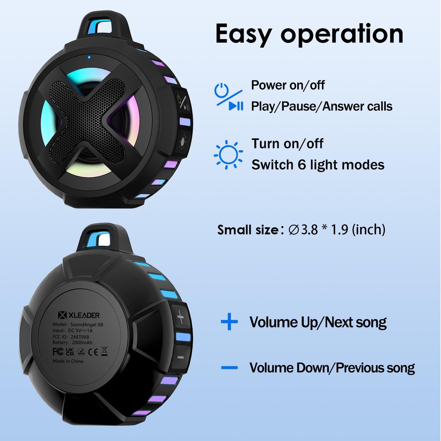 XLEADER V5.4, IPX7 Navigation,10W 15-24H Upgraded, Pro Bike Speaker, with Pro Handlebar Mount, Bluetooth Waterproof