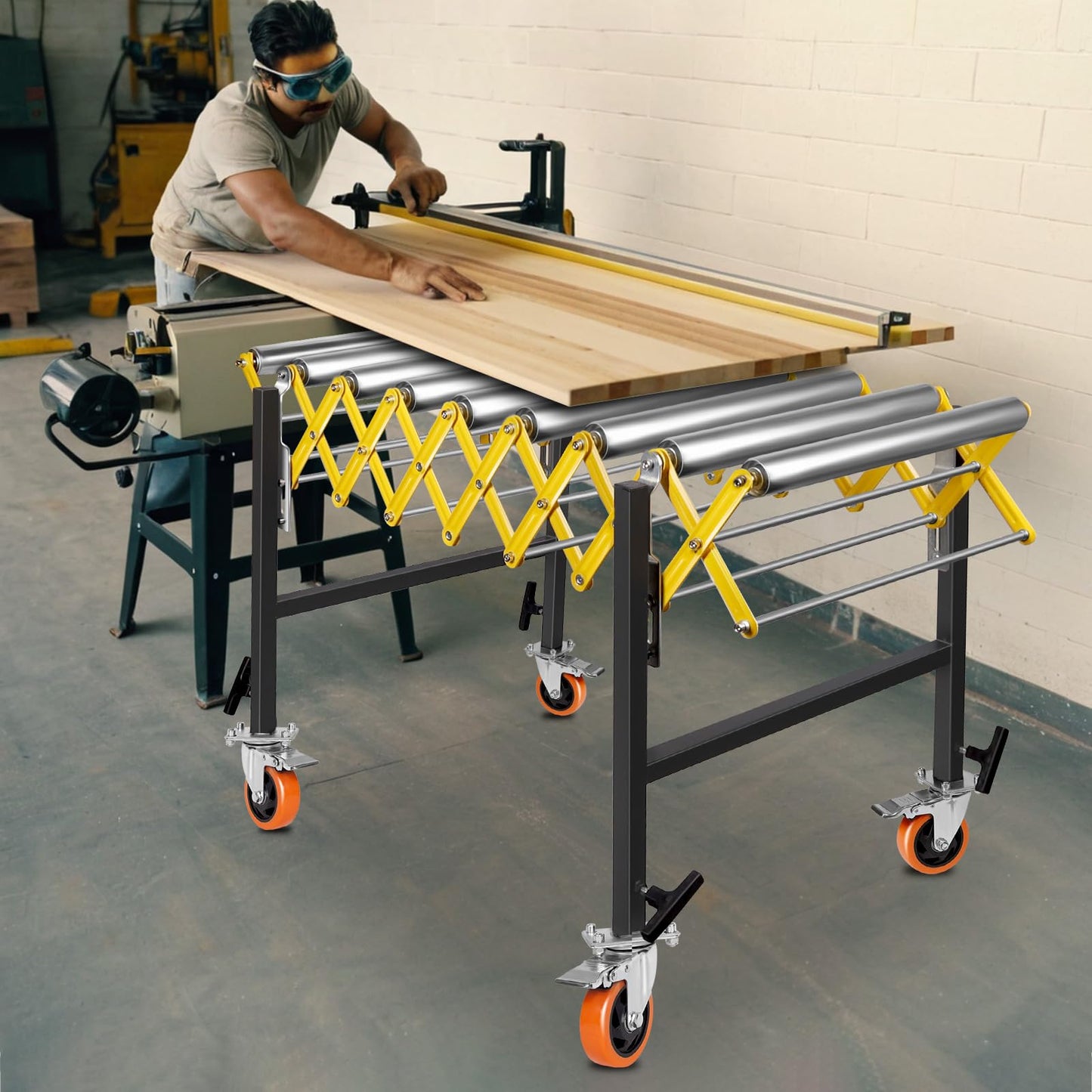 Connectable Conveyor Roller Stand - 660LBS Capacity, Adjustable Roller Conveyor, Built-in Hooks for Expandable Splicing (47-100in)