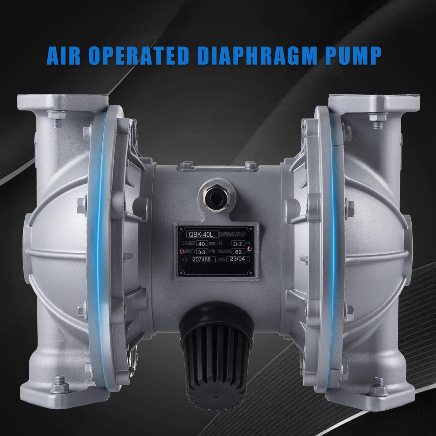 Double Diaphragm Pump Air Operated 1-1/2 inch Inlet/Outlet Pneumatic Waste Oil Transfer Pump for Chemical QBK-40 50 GPM Dual Diaphram Polypropylene Nitrile Rubber by Stainless Steel Iron 100 PSI