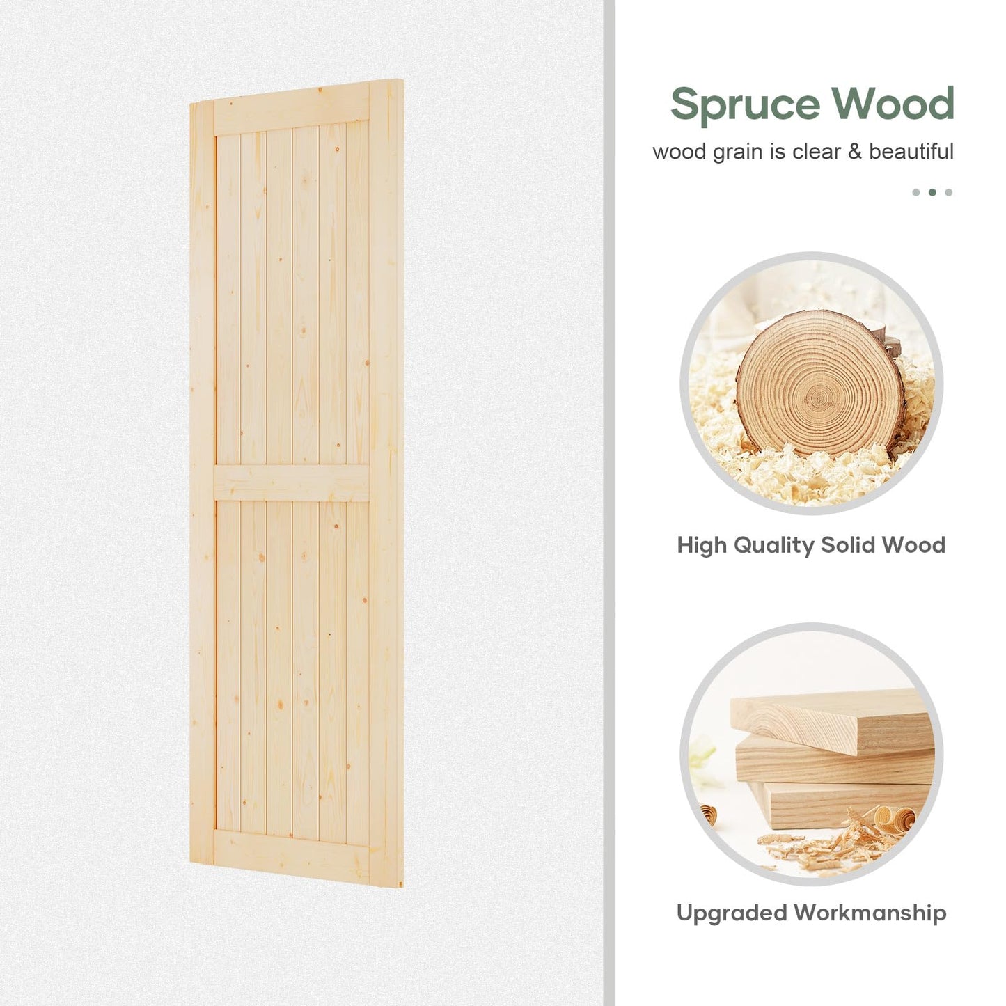 ROYMELO 36x96 inch Sliding Barn Wood Door Slab with 6.6ft Hardware Kit, Requires Simple DIY Assembly