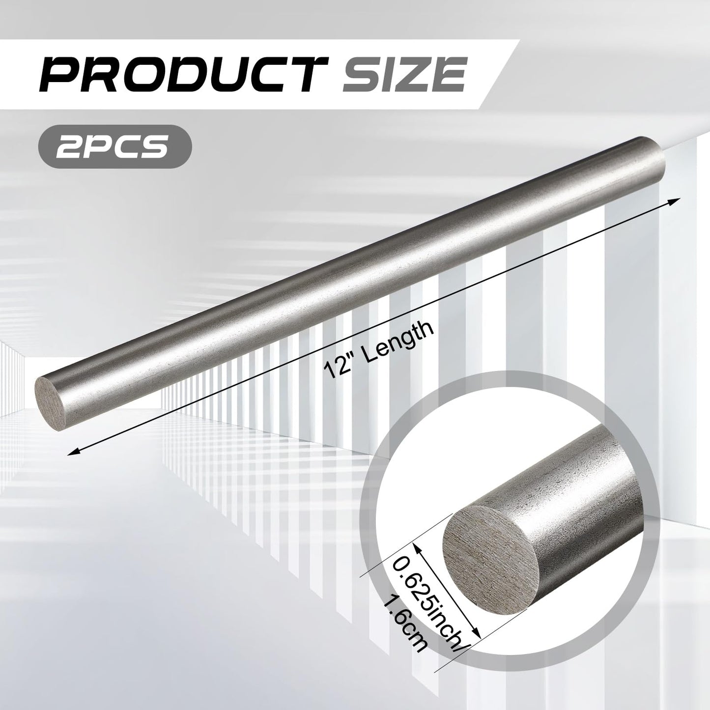Gisafai 2 Pcs 1018 Carbon Steel Round Rod 5/8" Diameter, 12" Length Cold Rolled Steel Bar Unpolished Finish Rod for Shaft Gear Drill Lathes Boring Machine Turning Miniature Axle Stock